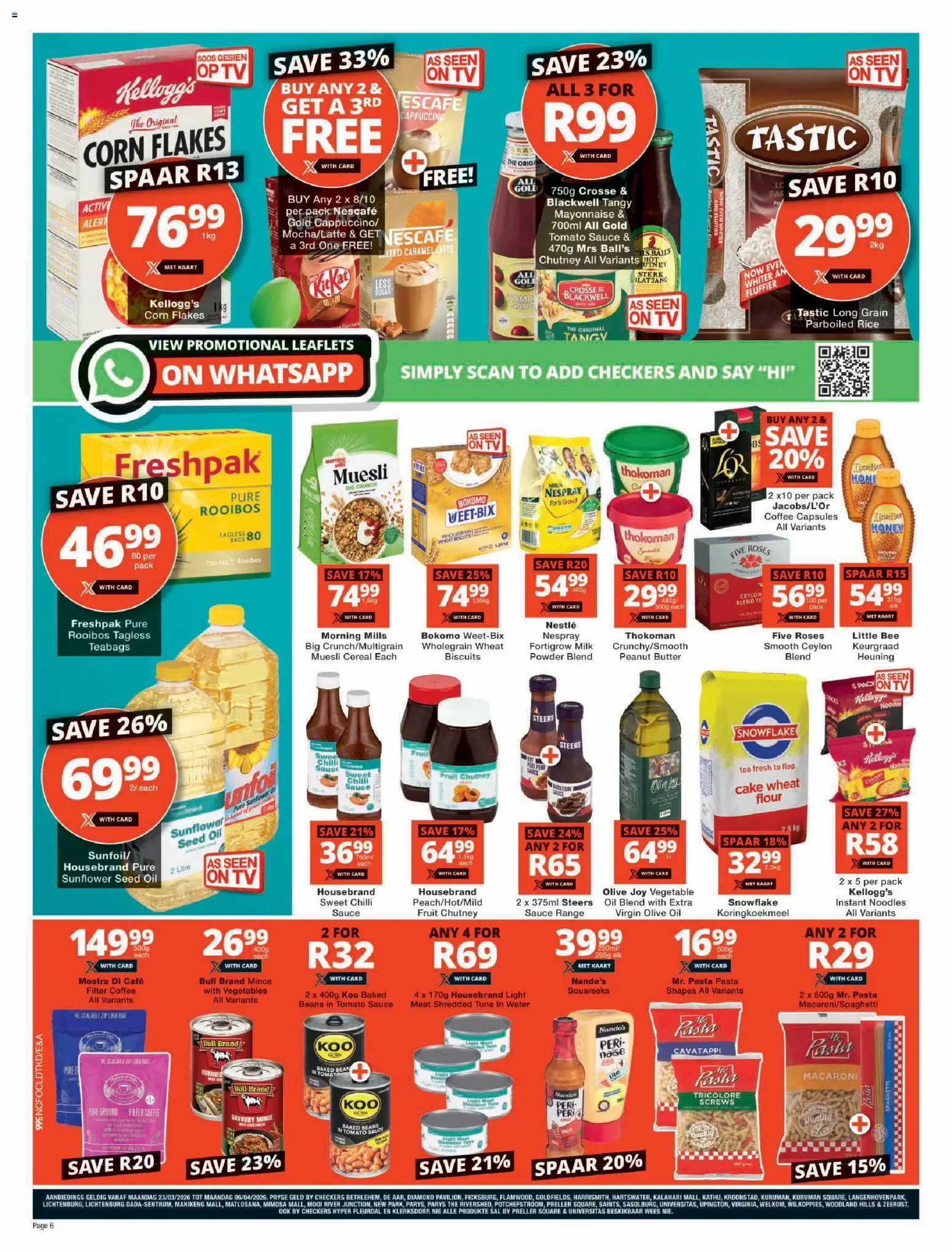 New Checkers catalogue – valid from 23.03.2026 | Page: 6 | Products: TV, Oil, Powder, Fruit