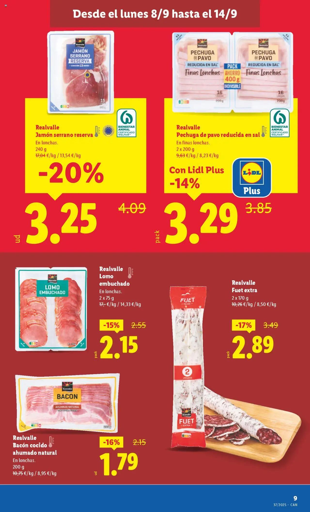 Lidl folleto │ válido desde el 08.09.2025 | Página: 9 | Productos: Jamón serrano, Jamón