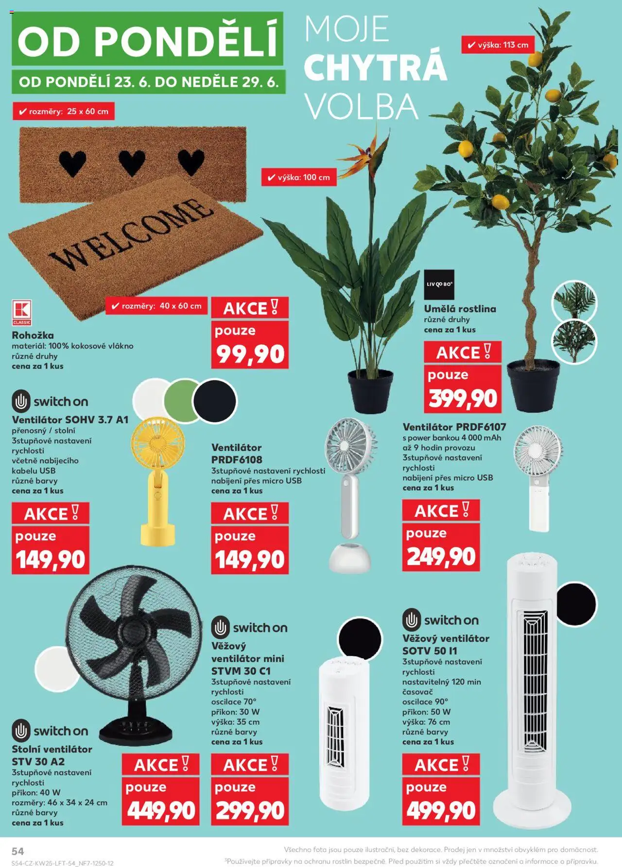 Kaufland leták od 18.06.2025 | Strana: 54 | Produkty: Ventilátor, Switch On, Rohožka, Barvy