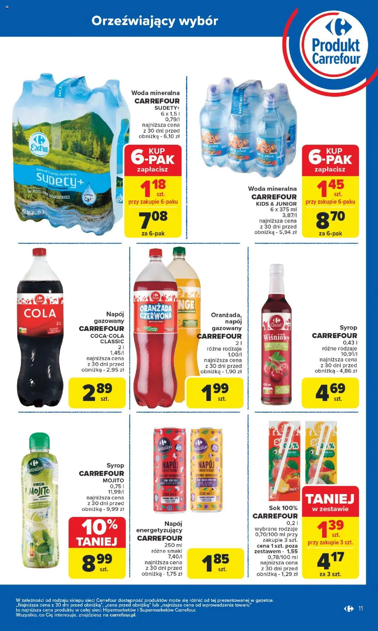 Carrefour Gazetka - Produkt Carrefour od poniedziałku od 02.06.2025 | Strona: 11 | Produkty: Syrop, Sok, Woda