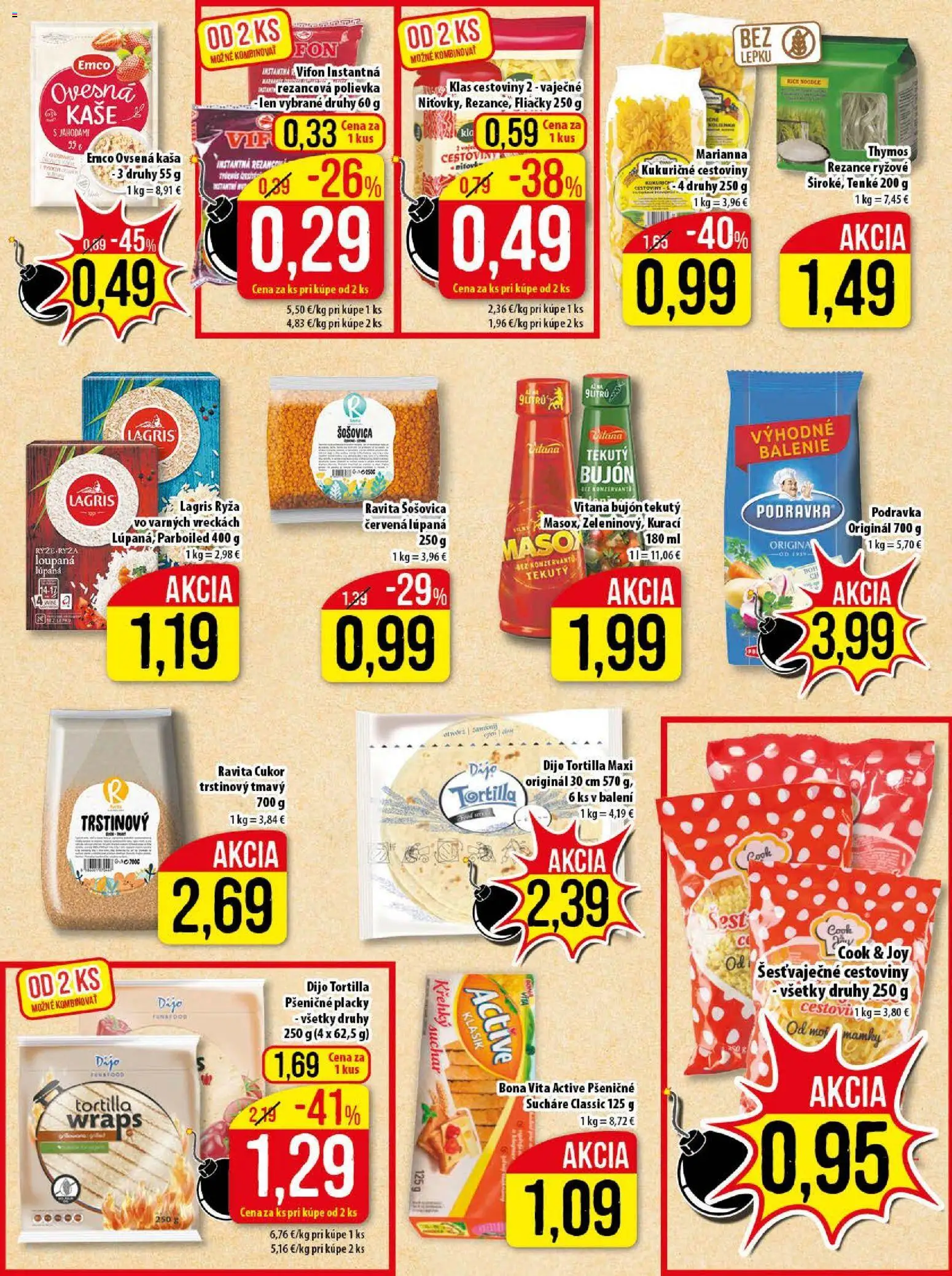 Nové Klas akcie – leták je platný od 17.11.2025 | Strana: 16 | Produkty: Bujón, Ryža, Cestoviny, Cukor