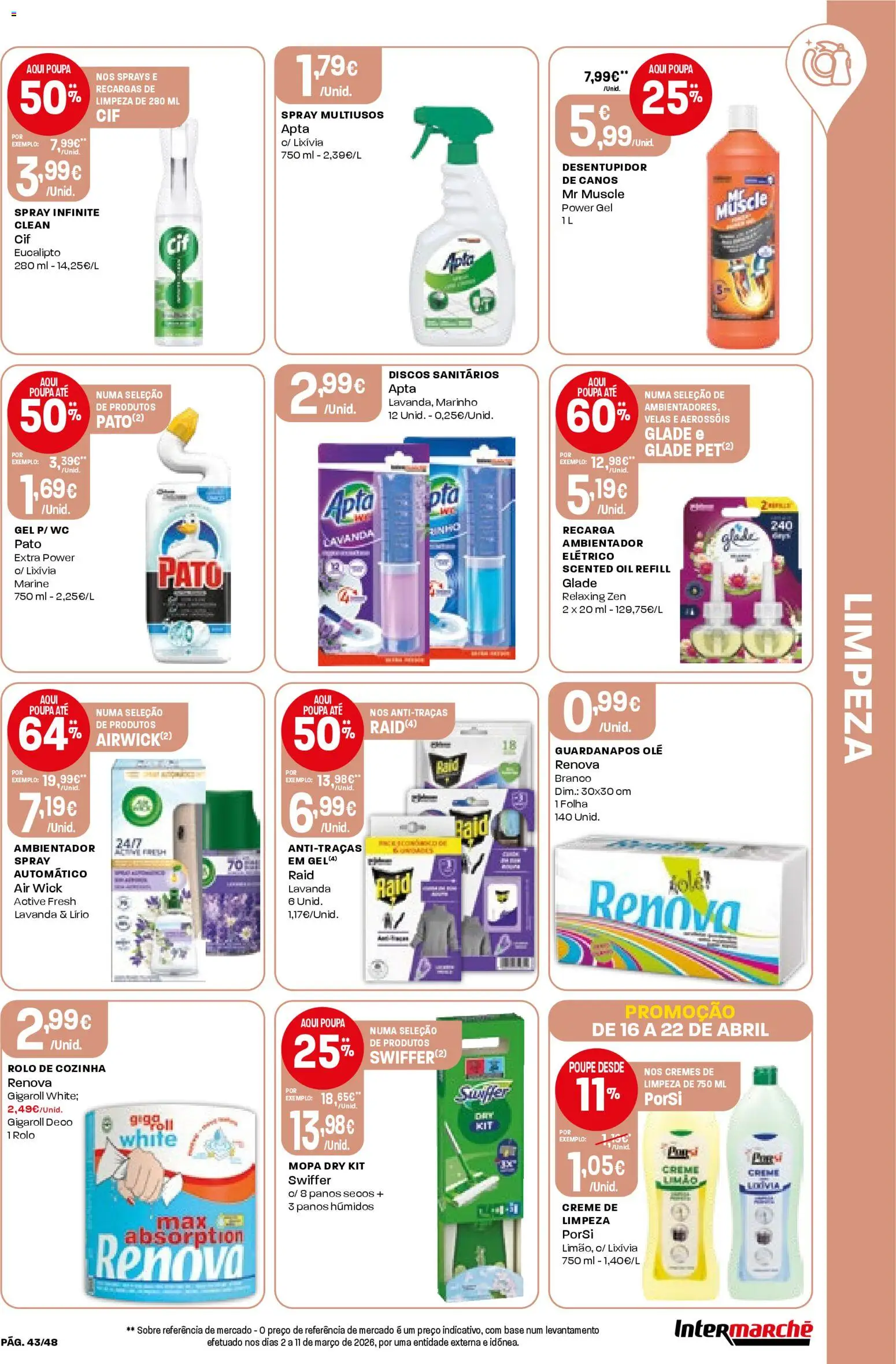 Intermarché folheto │ válido de 16.04.2026 | Página: 43 | Produtos: Guardanapos, Base, Creme, Velas
