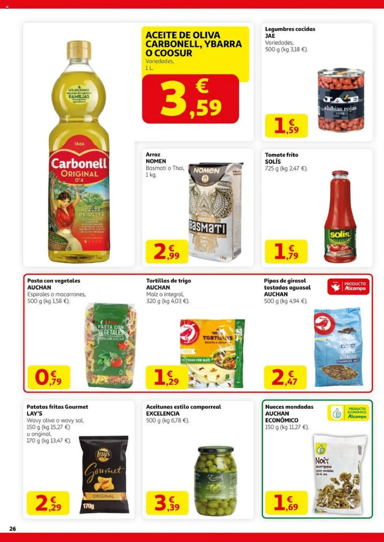 Alcampo - HP Nacional  │ válido desde el 14.08.2025 | Página: 26 | Productos: Παραθυρόφυλλο, Aceite, Arroz, Pasta