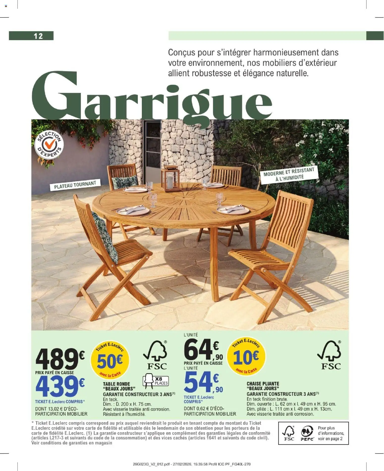 {H1} | Page: 12 | Produits: Plateau, Chaise pliante, Table, Chaise