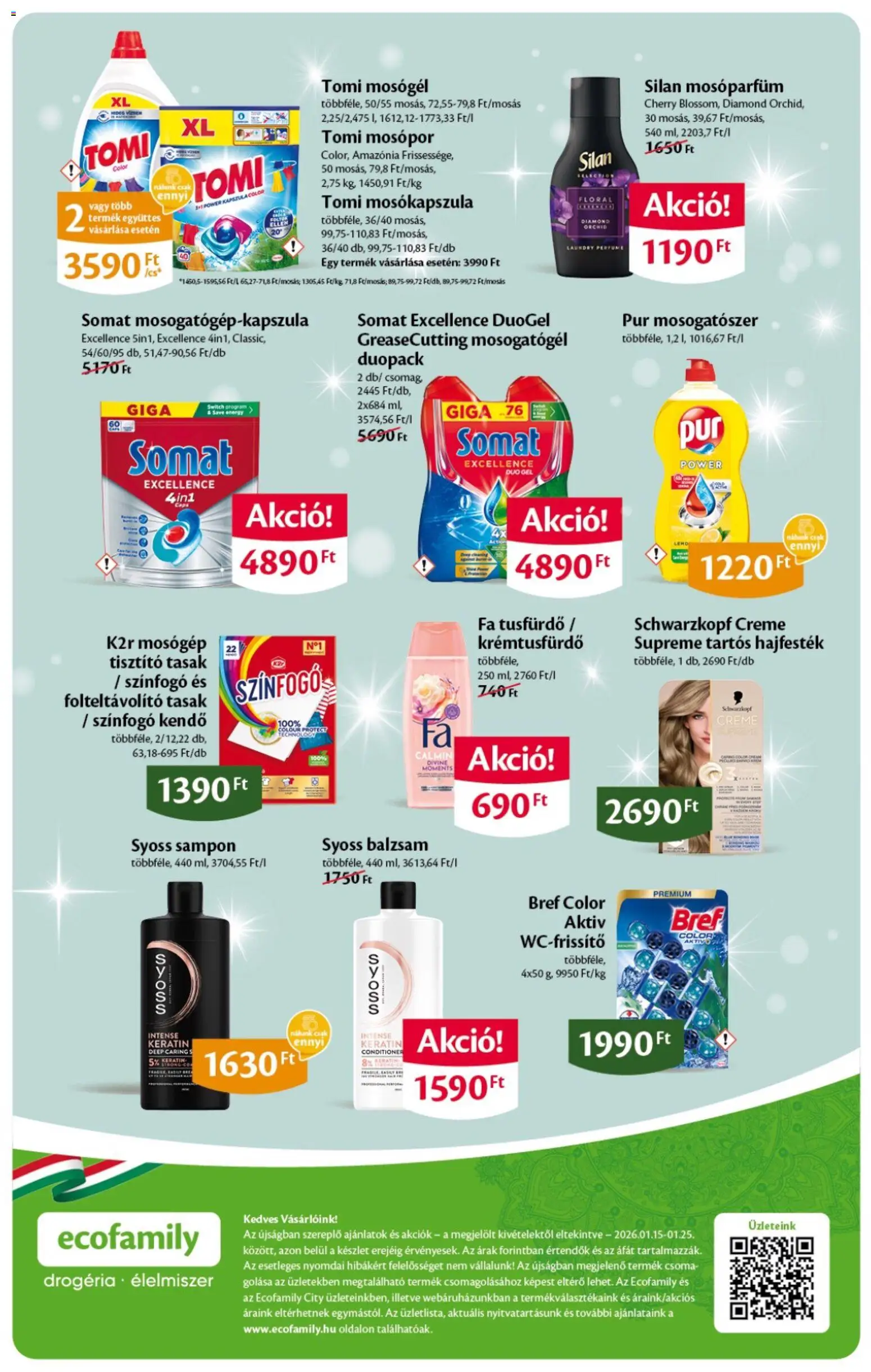 EcoFamily akciós ujság - amely érvényes a következő dátumtól: 15.01.2026 | Oldal: 8 | Termékek: Mosógép, Mosógél, Mosópor, Mosogatószer