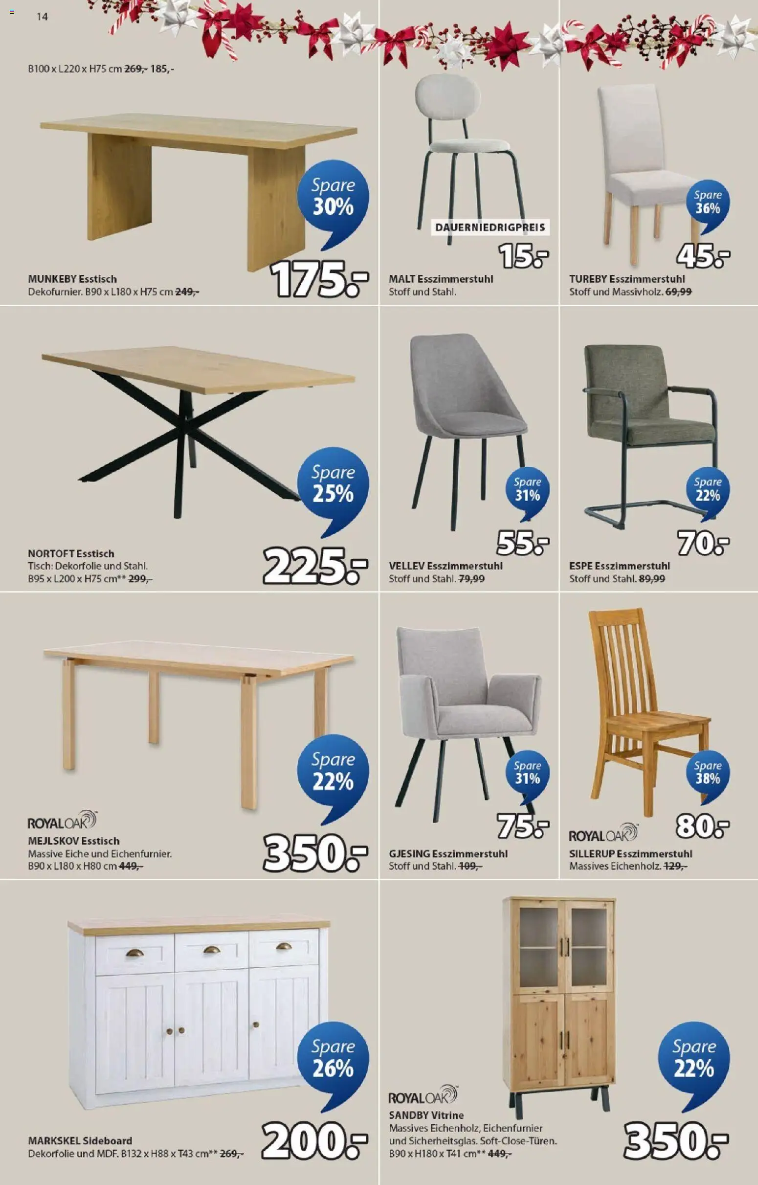 Prospekt JYSK – gültig ab 22.11.2025 | Seite: 14 | Produkte: Sideboard, Esstisch, Vitrine, Tisch