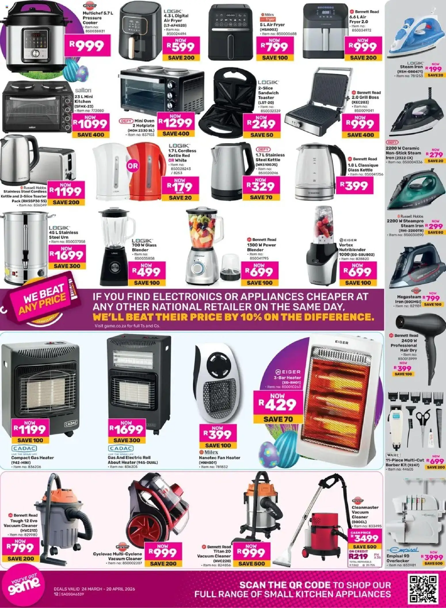 Game Catalogue Eastering Like iSterring valid from 24.03.2026 | Page: 12 | Products: Toaster, Vacuum cleaner, Fan, Kettle