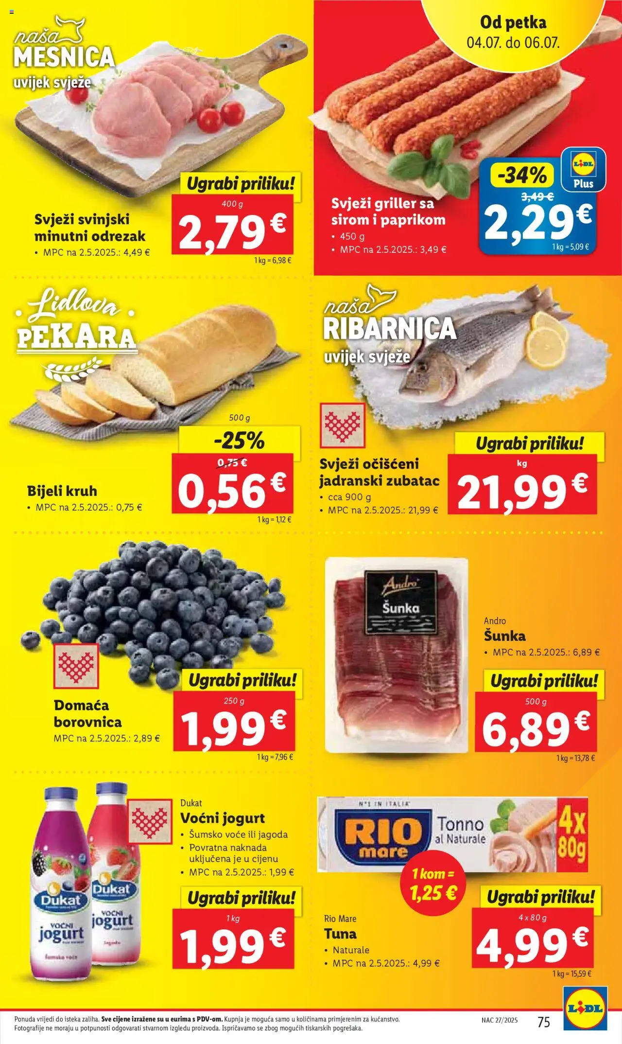 Lidl katalog | vrijedi od 30.06.2025 | Stranica: 75 | Proizvodi: Pekara, Kruh, Šunka, Tuna