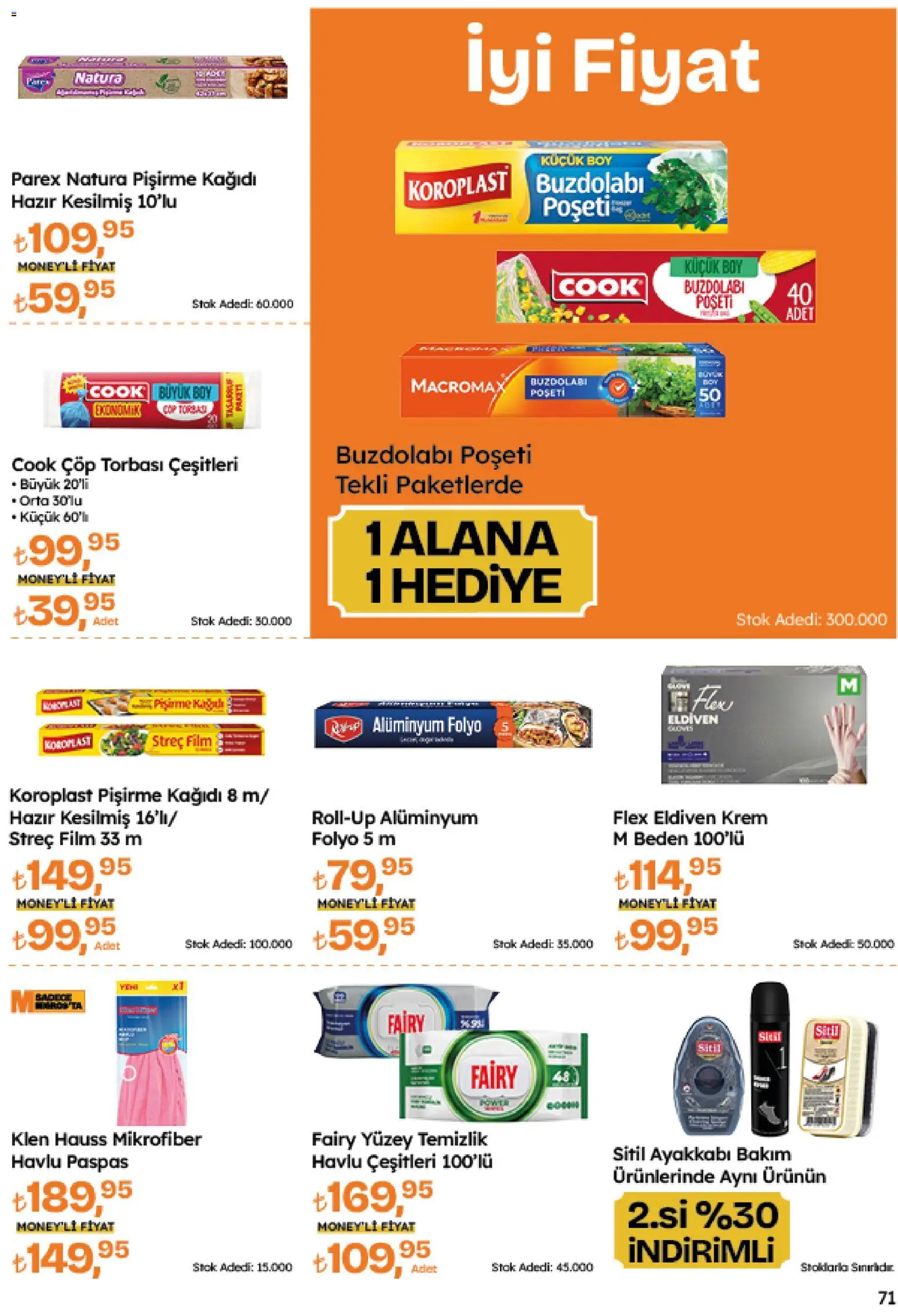 Migros Katalog - Migroskop - 26.03.2026 tarihinden itibaren geçerlidir | Sayfa: 71 | Ürünler: Çöp torbası, Paspas, Eldiven, Buzdolabı