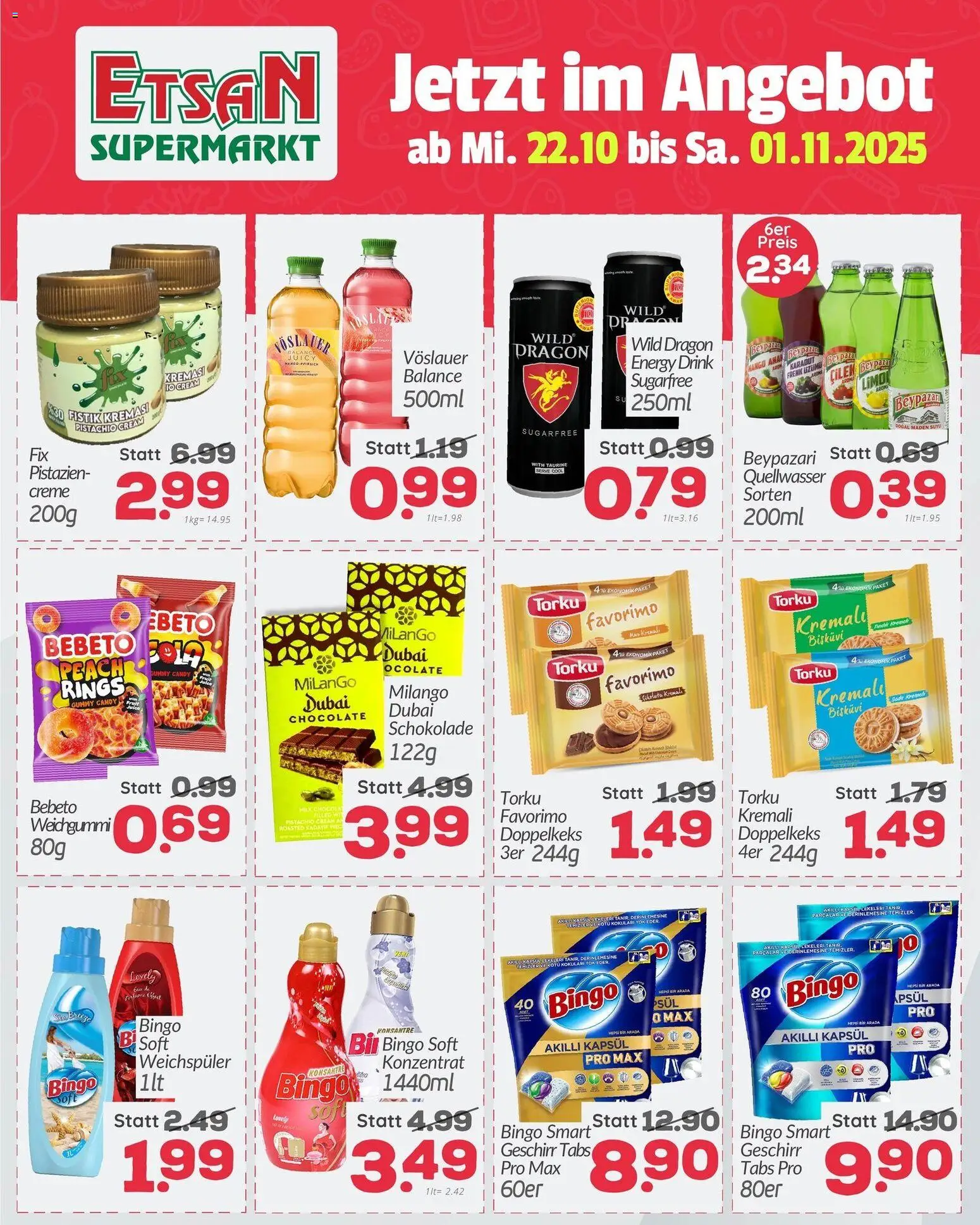 ETSAN Flugblatt gültig ab 22.10.2025 | Seite: 2 | Produkte: Mango, Creme, Schokolade, Weichspüler