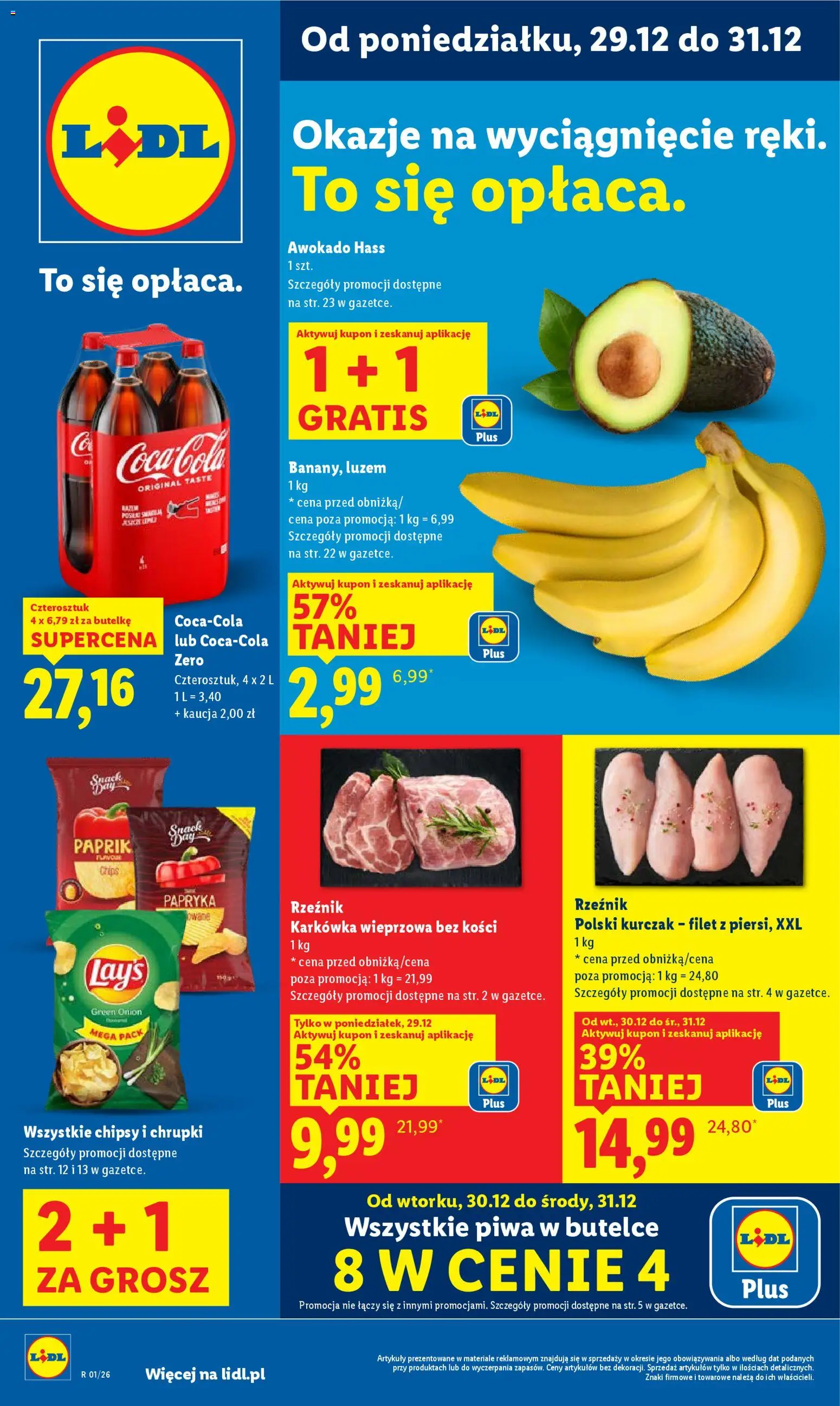 Lidl Gazetka od 29.12.2025 | Strona: 1 | Produkty: Chipsy, Karkówka, Papryka, Awokado