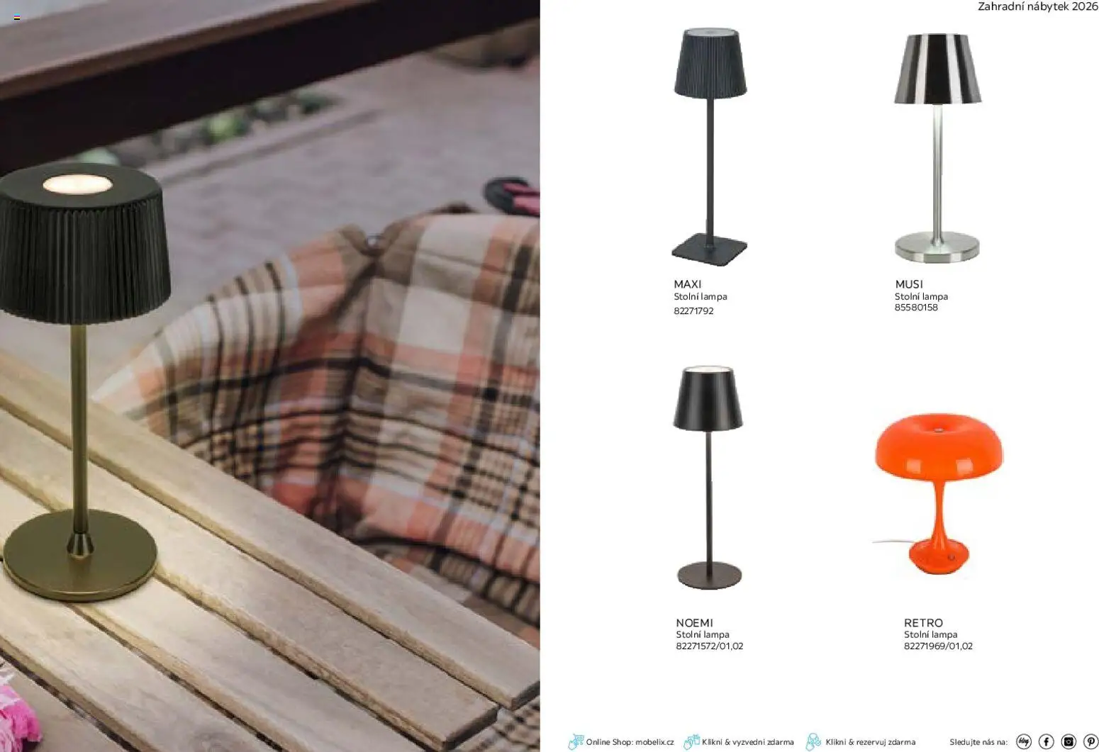 Möbelix leták - Zahradní nábytek od 01.03.2026 | Strana: 87 | Produkty: Stolní lampa, Nábytek, Zahradní nábytek, Lampa