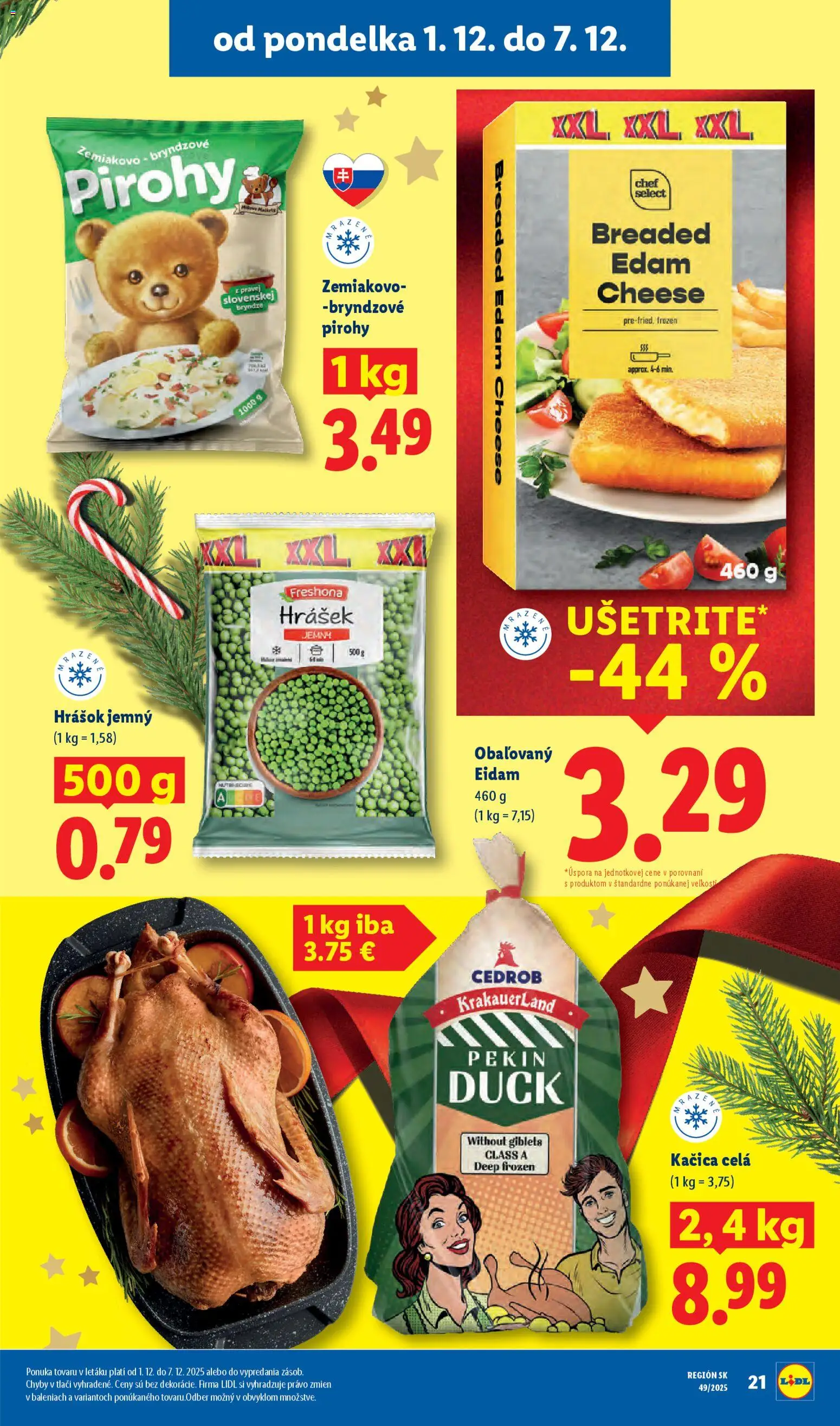 Nové Lidl akcie – leták je platný od 04.12.2025 | Strana: 65 | Produkty: Pirohy, Eidam, Hrášok, Kačica