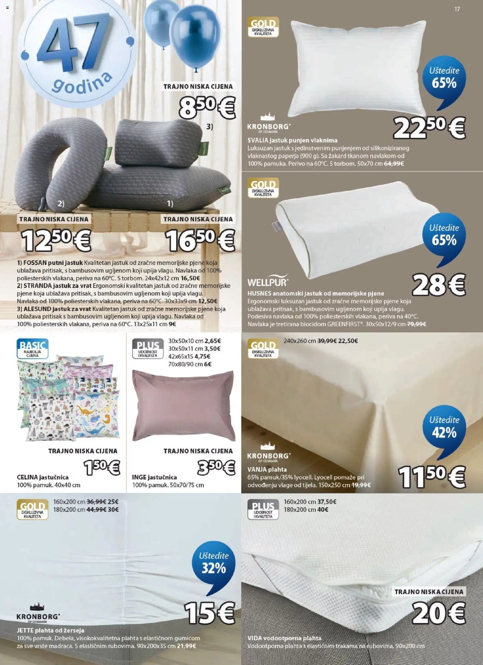 JYSK katalog | vrijedi od 22.04.2026 | Stranica: 17 | Proizvodi: Jastuk, Jastučnica, Plahta