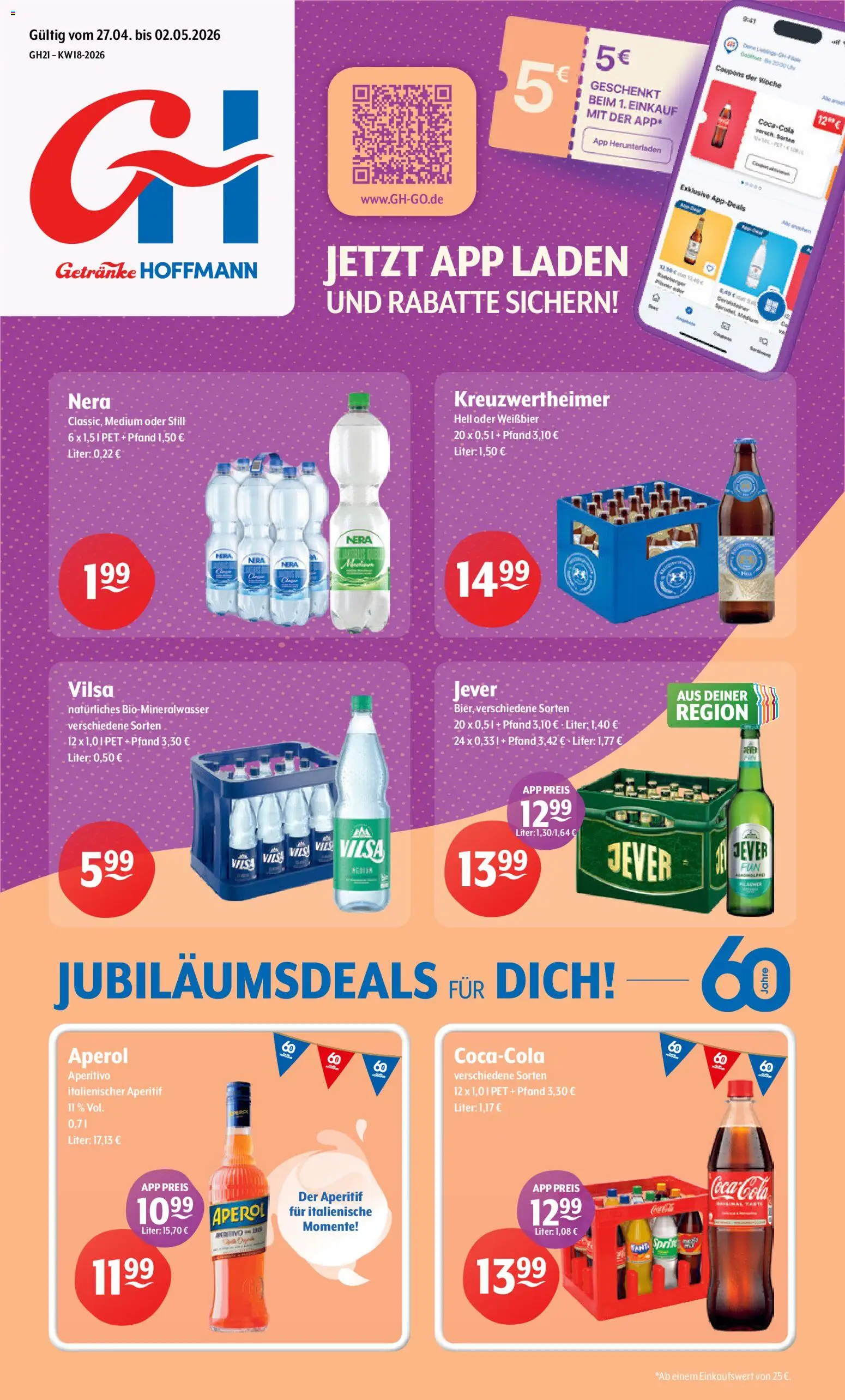 Getränke Hoffmann - Hamburg – gültig ab 27.04.2026 | Seite: 1 | Produkte: Coca cola, Cola, Weißbier, Aperol