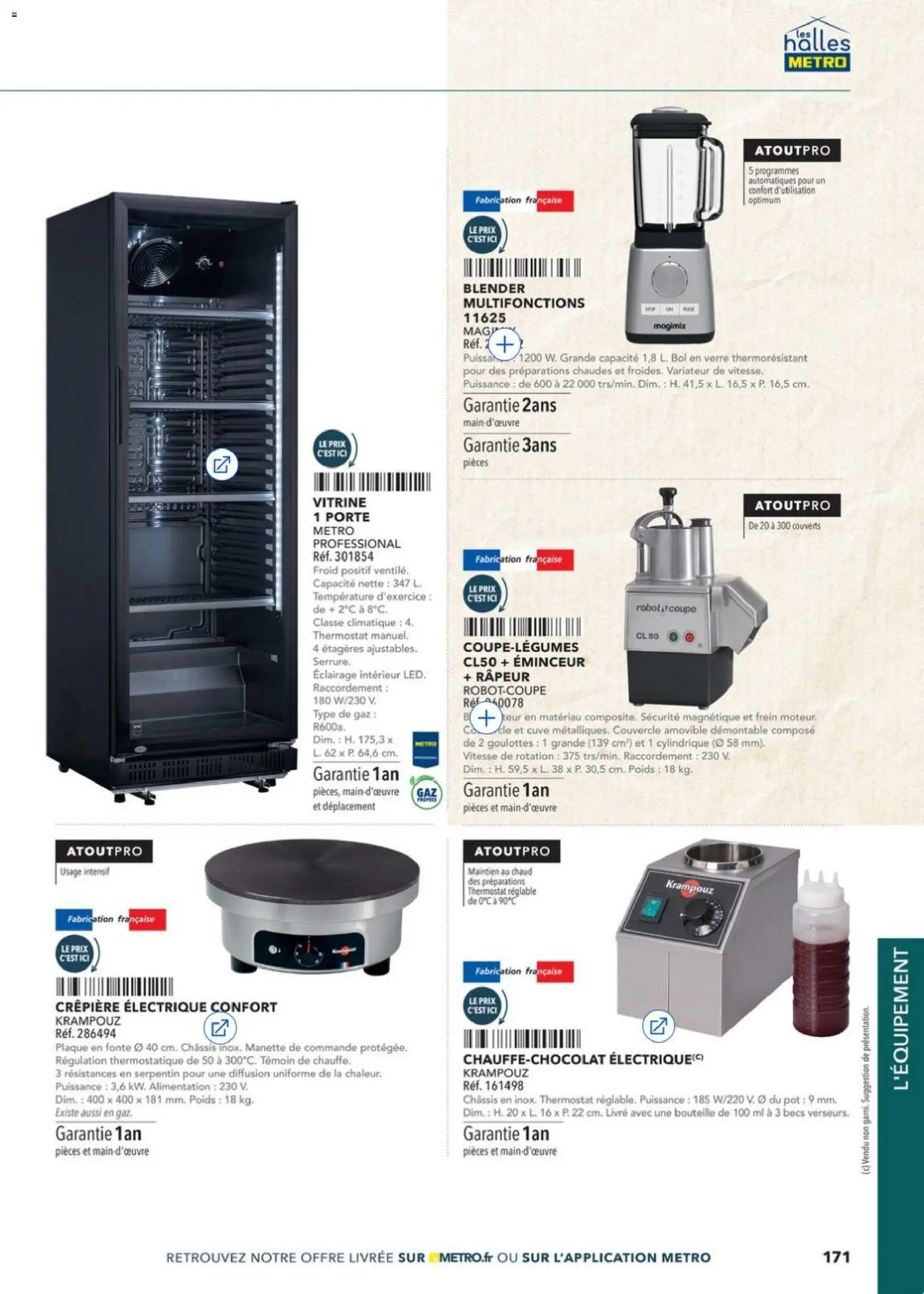 {H1} | Page: 171 | Produits: Vitrine, Blender, Crêpière, Livre