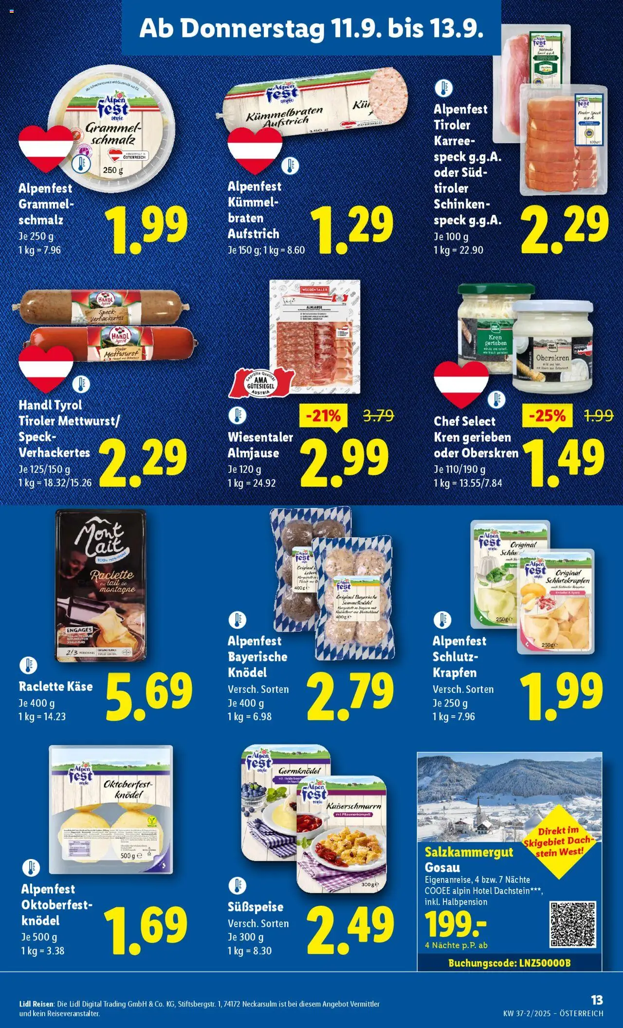 Lidl Flugblatt gültig ab 11.09.2025 | Seite: 15 | Produkte: Dolce gusto kapszula, Käse, Schinken