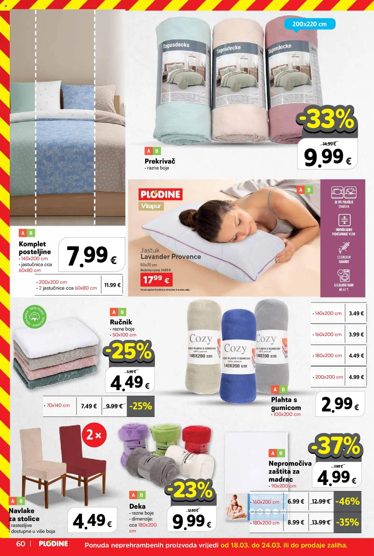 Plodine katalog | vrijedi od 18.03.2026 | Stranica: 60 | Proizvodi: Madrac, Jastučnica, Plahta, Deka