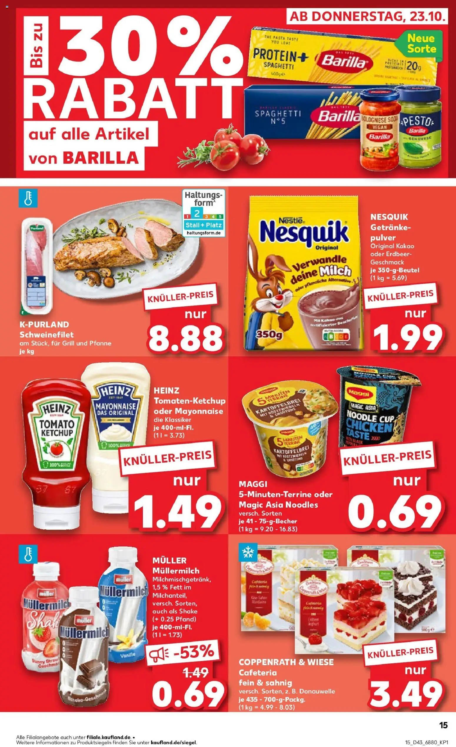 Kaufland prospekt Dillingen	 – gültig ab 27.10.2025 | Seite: 15 | Produkte: Nesquik, Schweinefilet, Mayonnaise, Ketchup