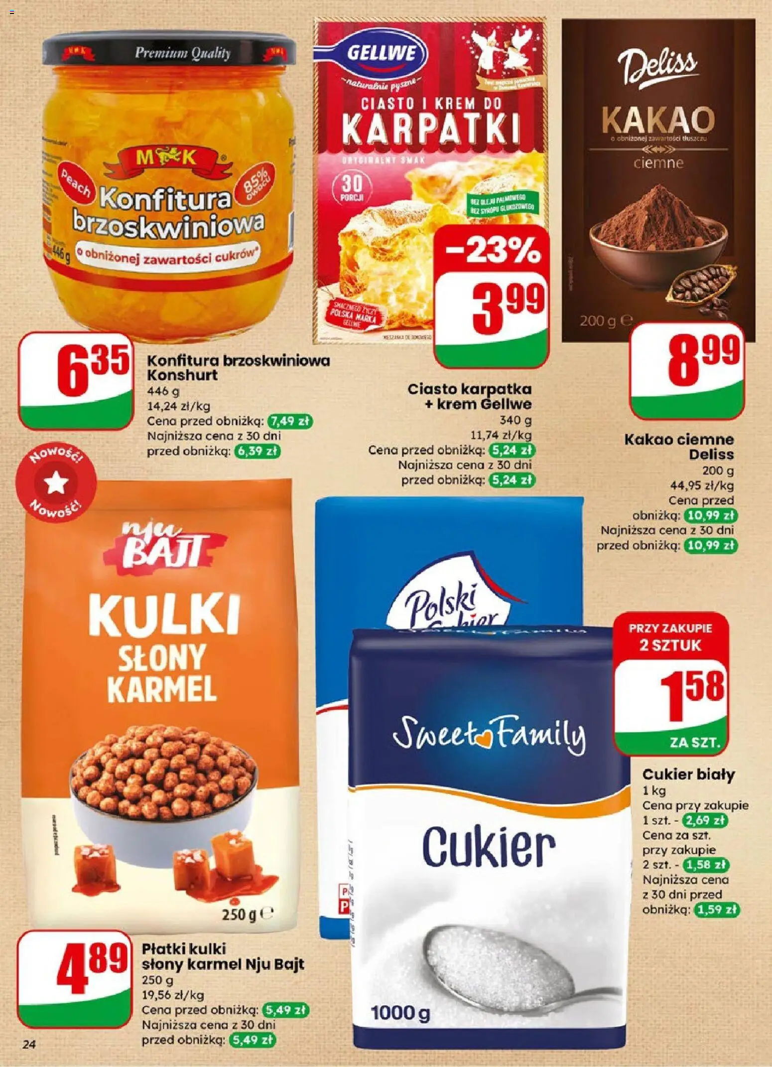 Dino Gazetka od 14.01.2026 | Strona: 24 | Produkty: Krem do karpatki, Ciasto, Cukier biały, Płatki