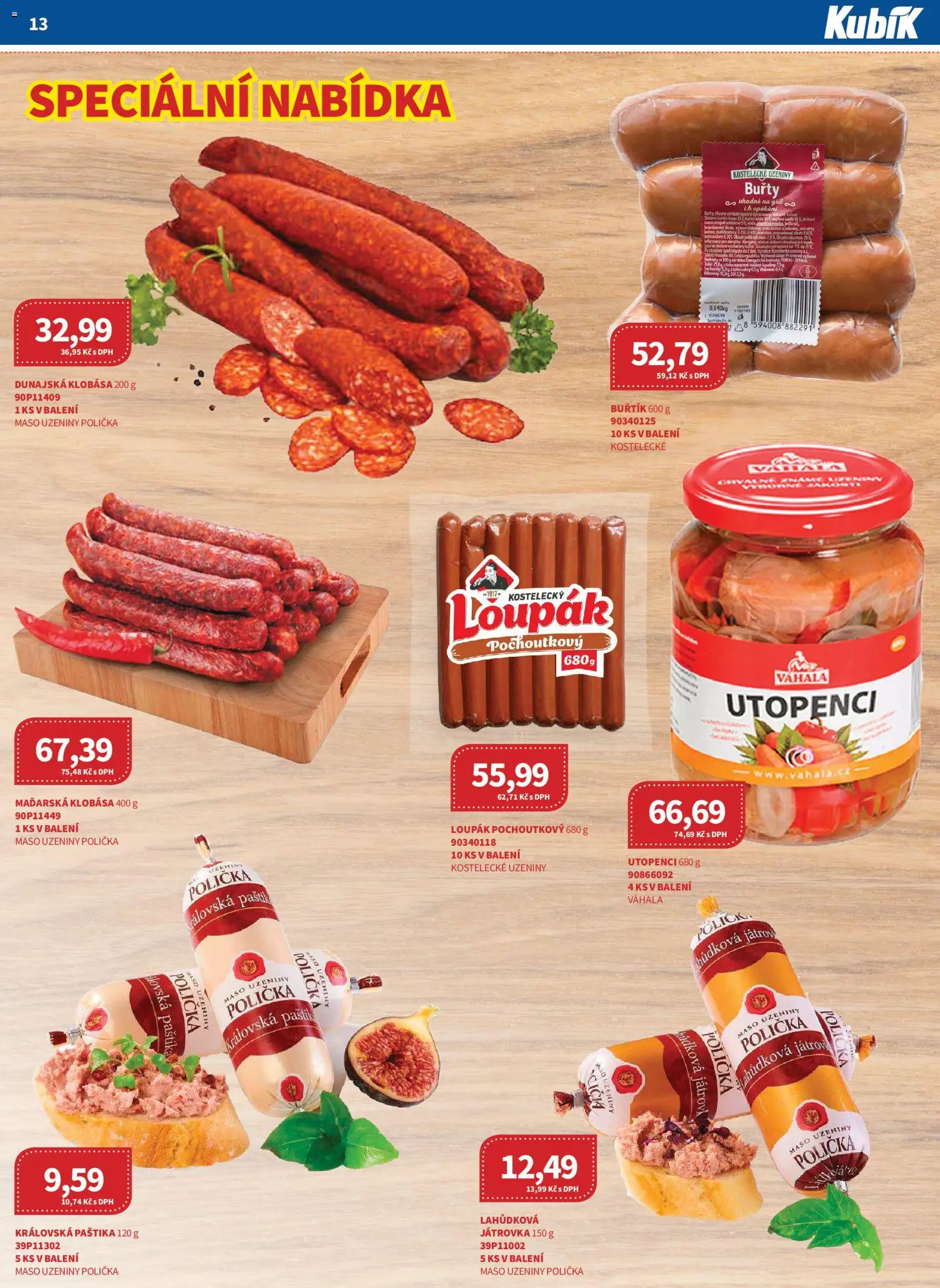 Kubík leták - Velkoobchod 11/2025 od 01.11.2025 | Strana: 13 | Produkty: Klobása, Koření, Uzeniny, Paštika