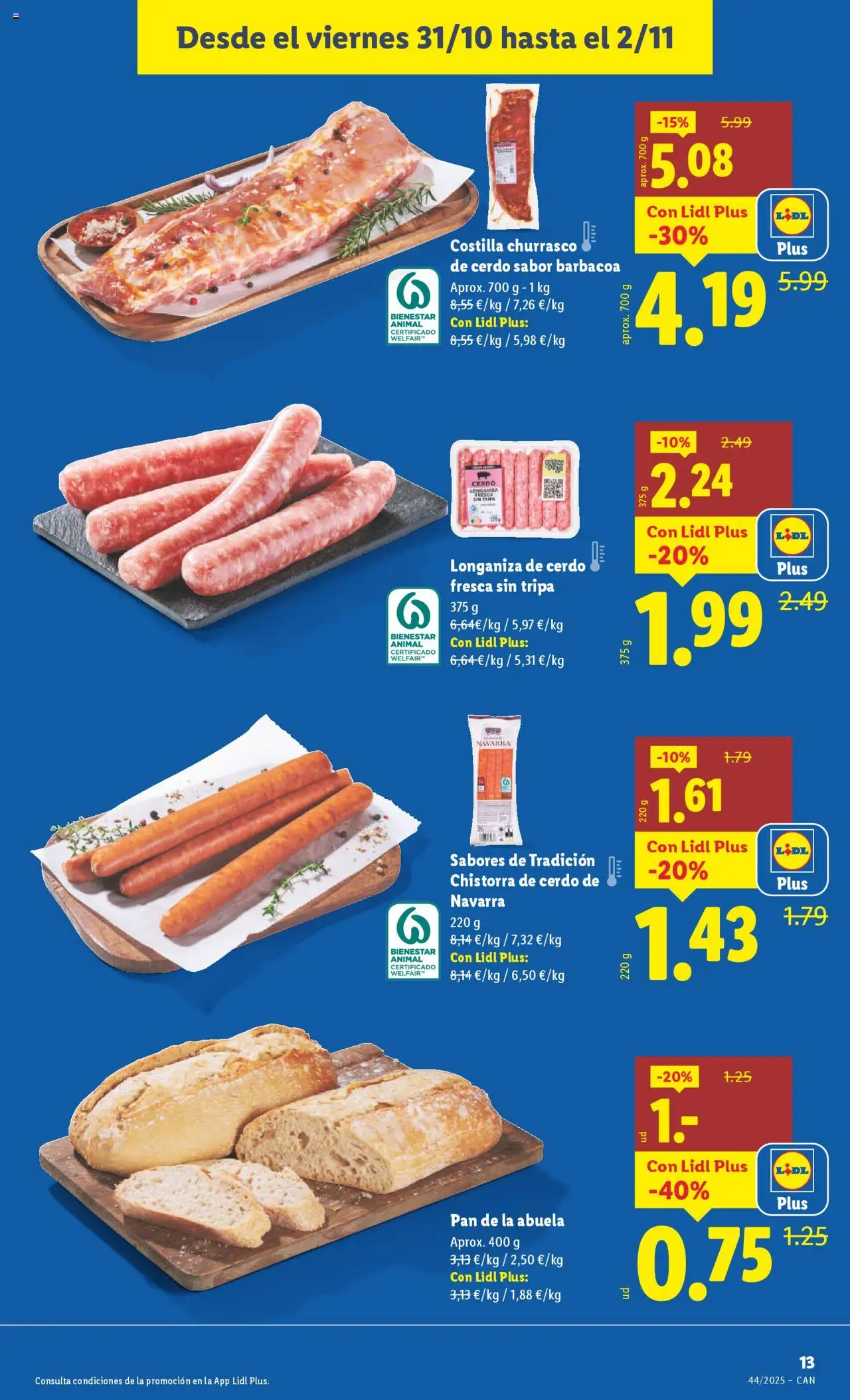 Lidl - Canarias │ válido desde el 27.10.2025 | Página: 19 | Productos: Pan, Cerdo, Longaniza, Barbacoa