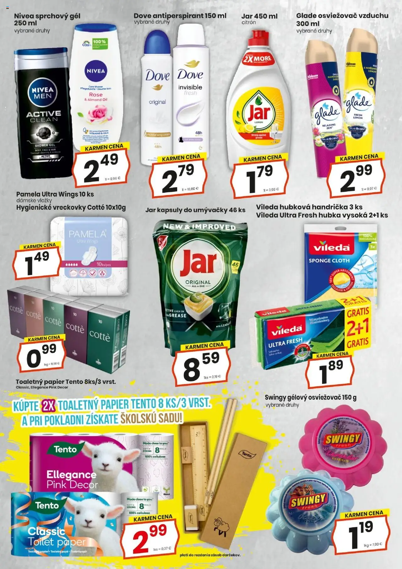 Nové KARMEN CBA akcie – leták je platný od 16.10.2025 | Strana: 15 | Produkty: Osviežovač vzduchu, Nivea, Hubka, Antiperspirant