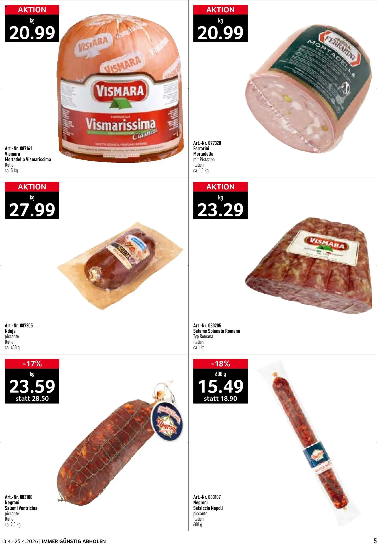 Prodega aktionen Italien – gültig ab 13.04.2026 | Seite: 5 | Produkte: Salami