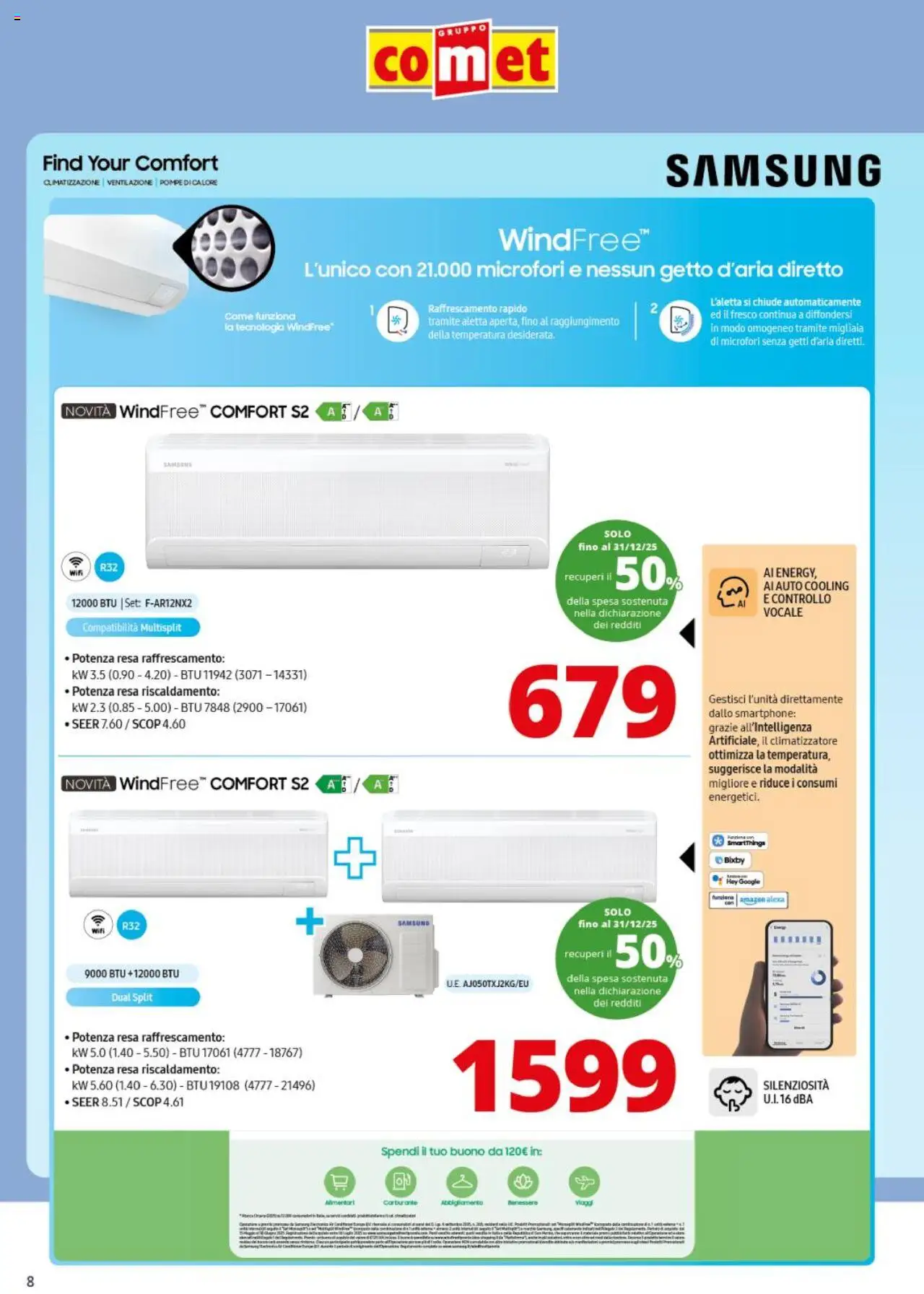 Volantino Comet del 12.09.2025 | Pagina: 8 | Prodotti: Climatizzatore, Smartphone, Samsung