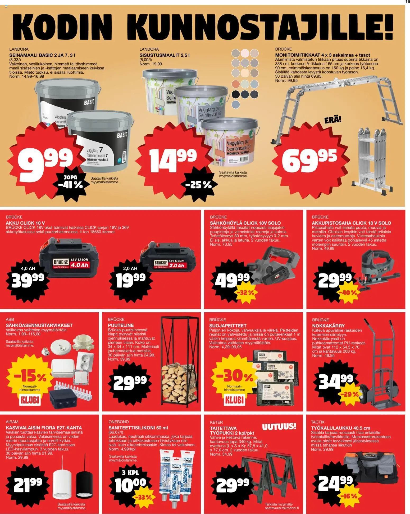 Tokmanni tarjoukset – voimassa 05.01.2026 alkaen | Sivu: 19 | Tuotteet: Maali, Akku
