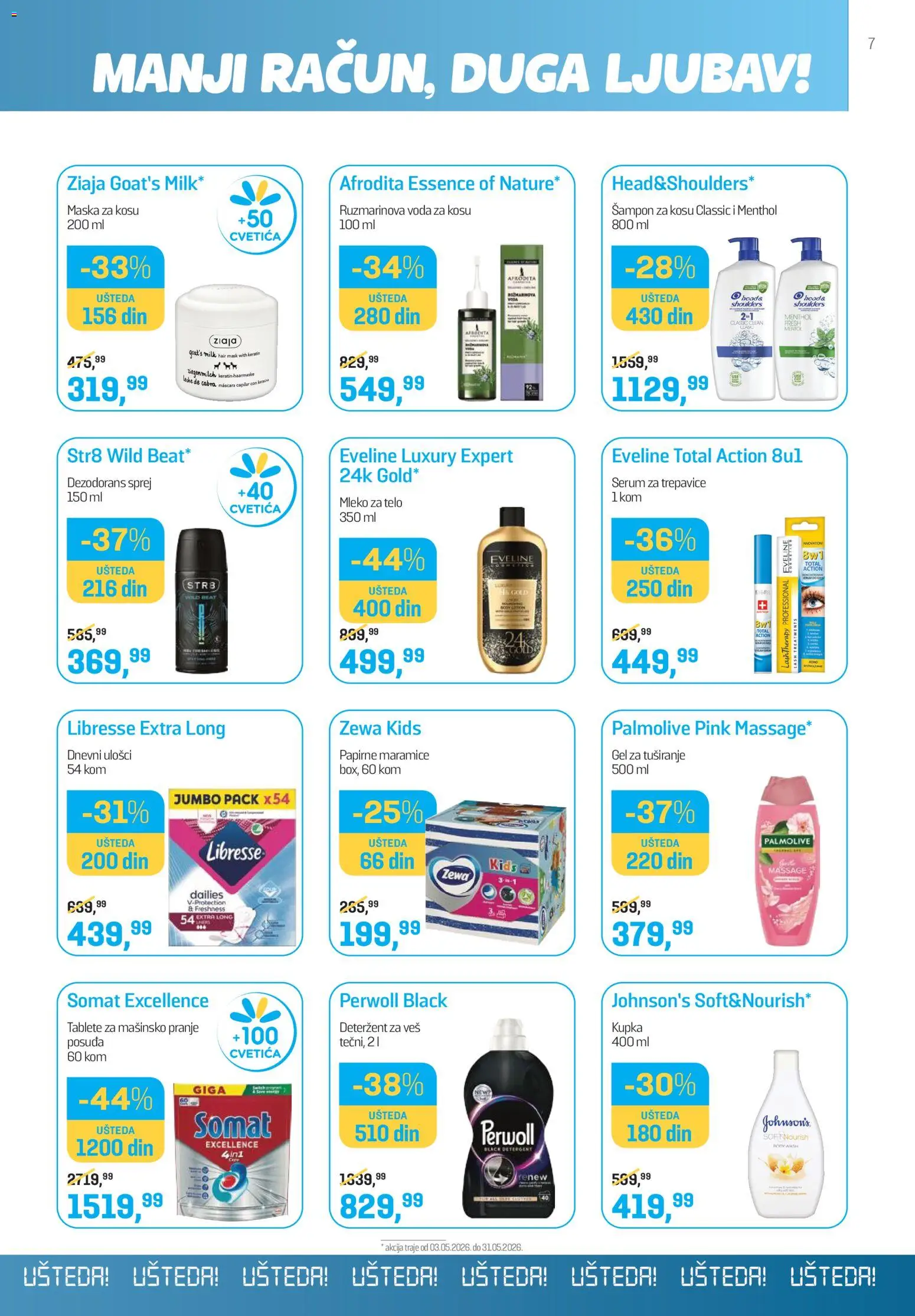 Lilly drogerie katalog - važi od 01.05.2026 | Strana: 7 | Proizvode: Somat, Šampon, Maska za kosu, Dezodorans