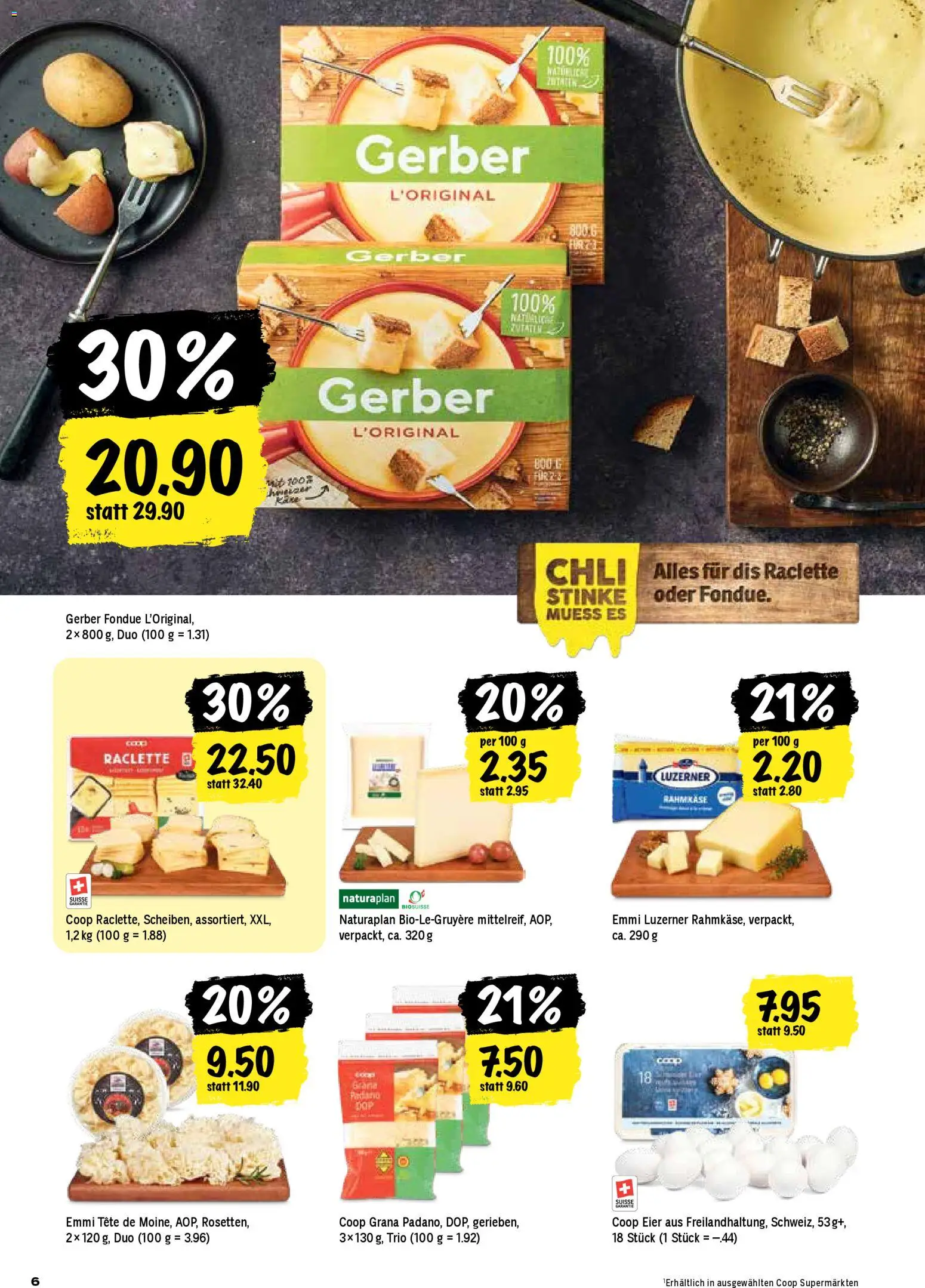 Coop Aktionen – gültig ab 20.11.2025 | Seite: 6 | Produkte: Eier, Raclette, Fondue