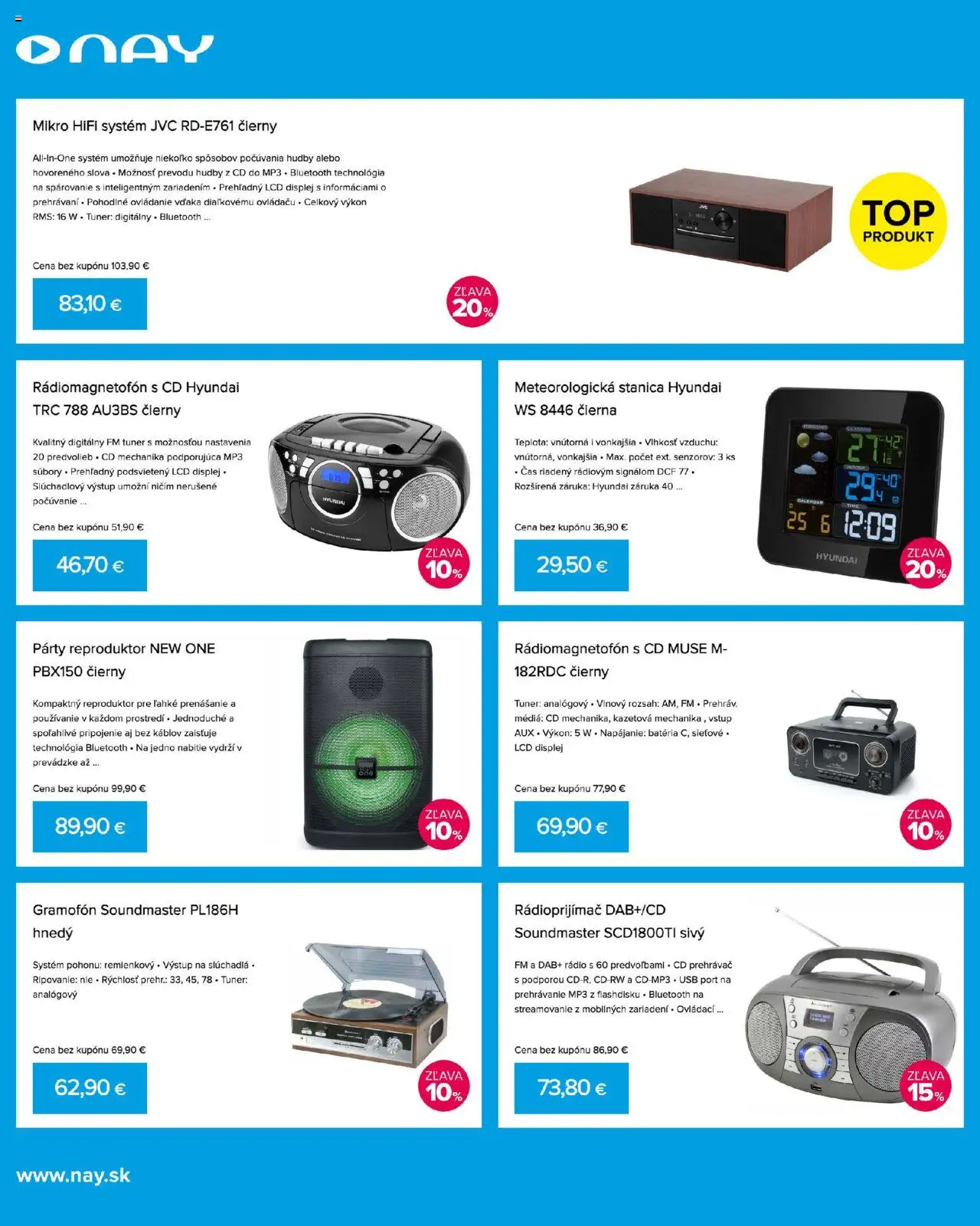 Nové NAY Elektrodom akcie – leták je platný od 06.10.2025 | Strana: 8 | Produkty: Slúchadlá, Rádio, USB