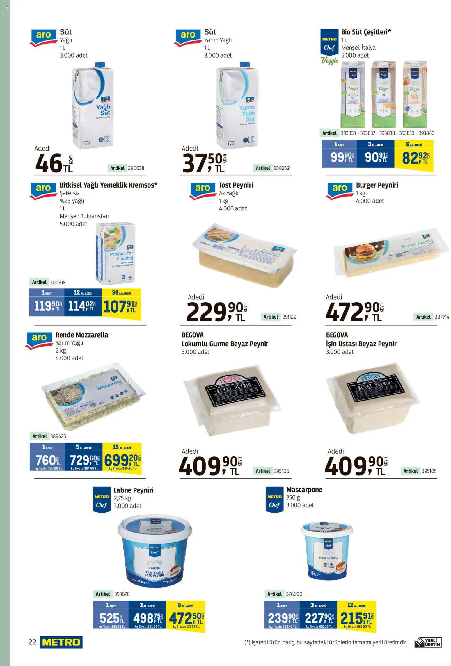 Metro - Kafeler & Pastaneler Kataloğu - 18.03.2026 tarihinden itibaren geçerlidir | Sayfa: 22 | Ürünler: Süt, Peynir, Rende