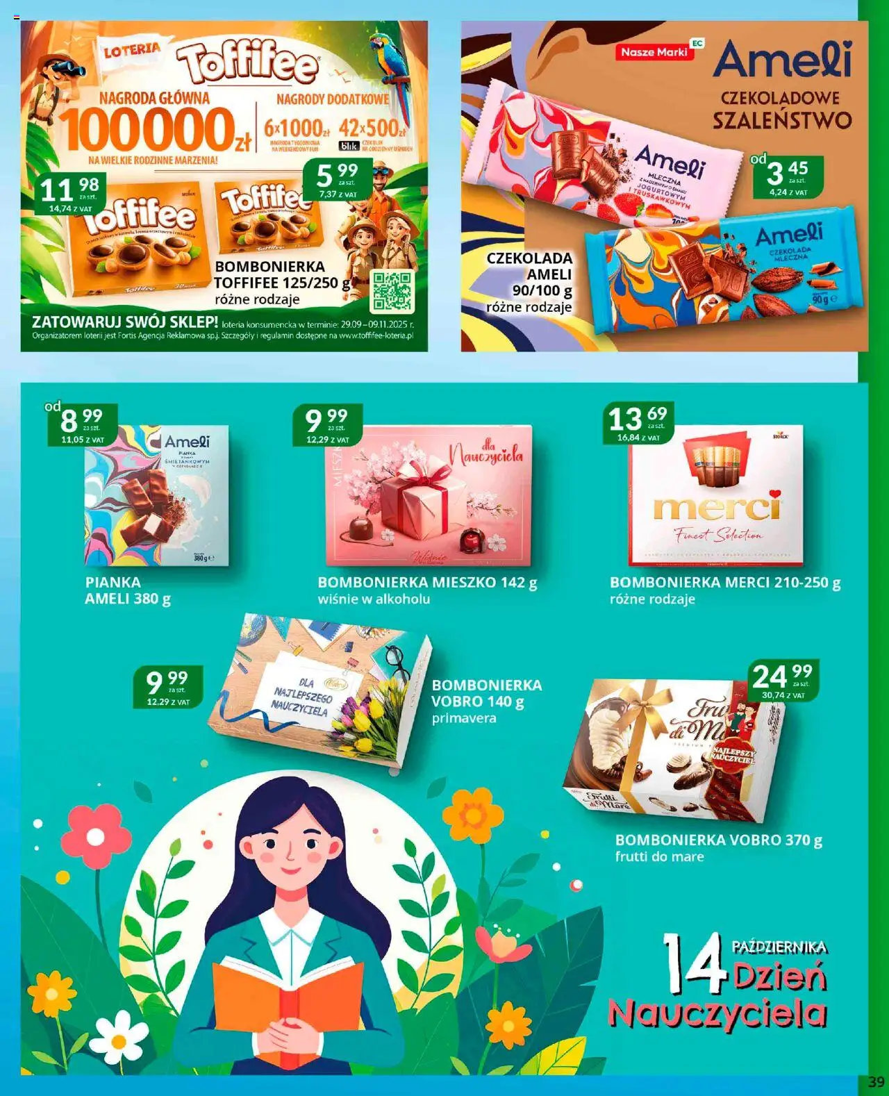 Eurocash Gazetka od 22.09.2025 | Strona: 39 | Produkty: Bombonierka, Merci, Toffifee, Wiśnie