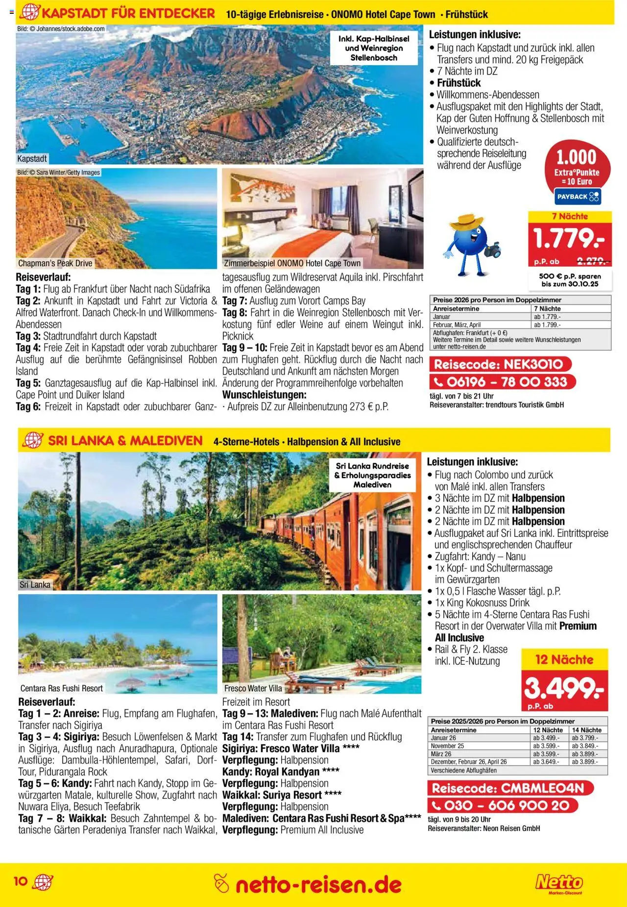 Netto Reisen Prospekt 	 – gültig ab 29.09.2025 | Seite: 10 | Produkte: Wasser, Rock, Uhr