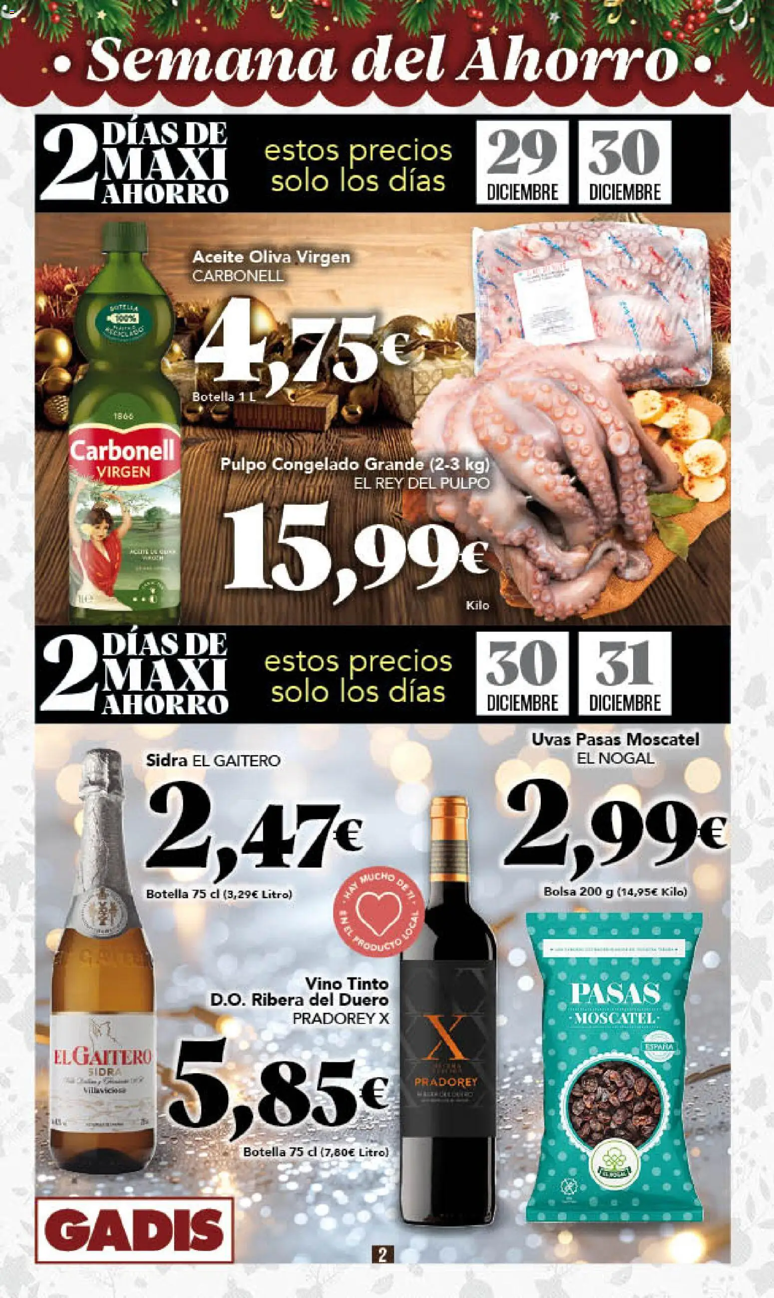 Gadis - folleto │ válido desde el 27.12.2025 | Página: 2 | Productos: Aceite, Τζίντζερ, Vino, Bolsa