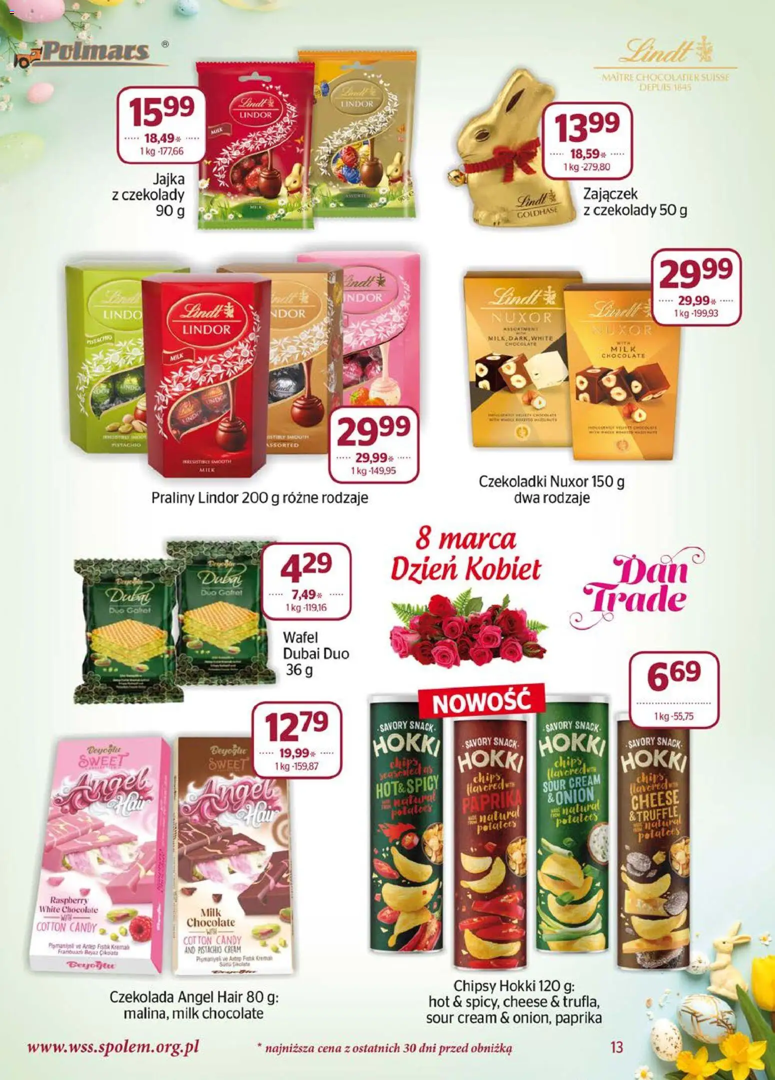 Społem gazetka od 01.03.2026 | Strona: 13 | Produkty: Chipsy, Praliny, Jajka, Czekolada