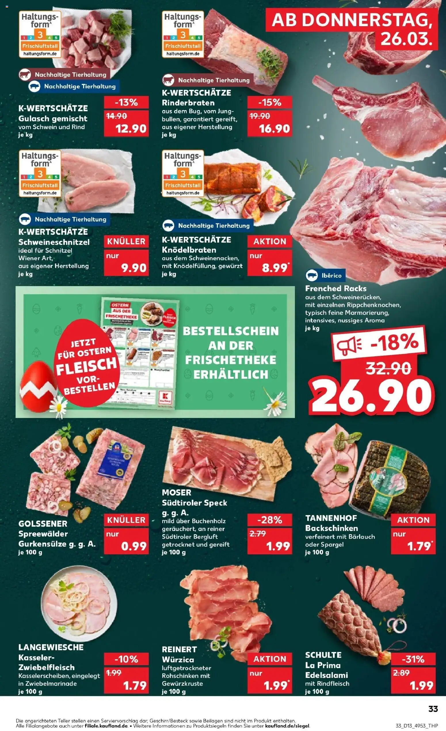 Kaufland Prospekt Hamm	 – gültig ab 26.03.2026 | Seite: 33 | Produkte: Rinderbraten, Schnitzel, Salami, Rindfleisch