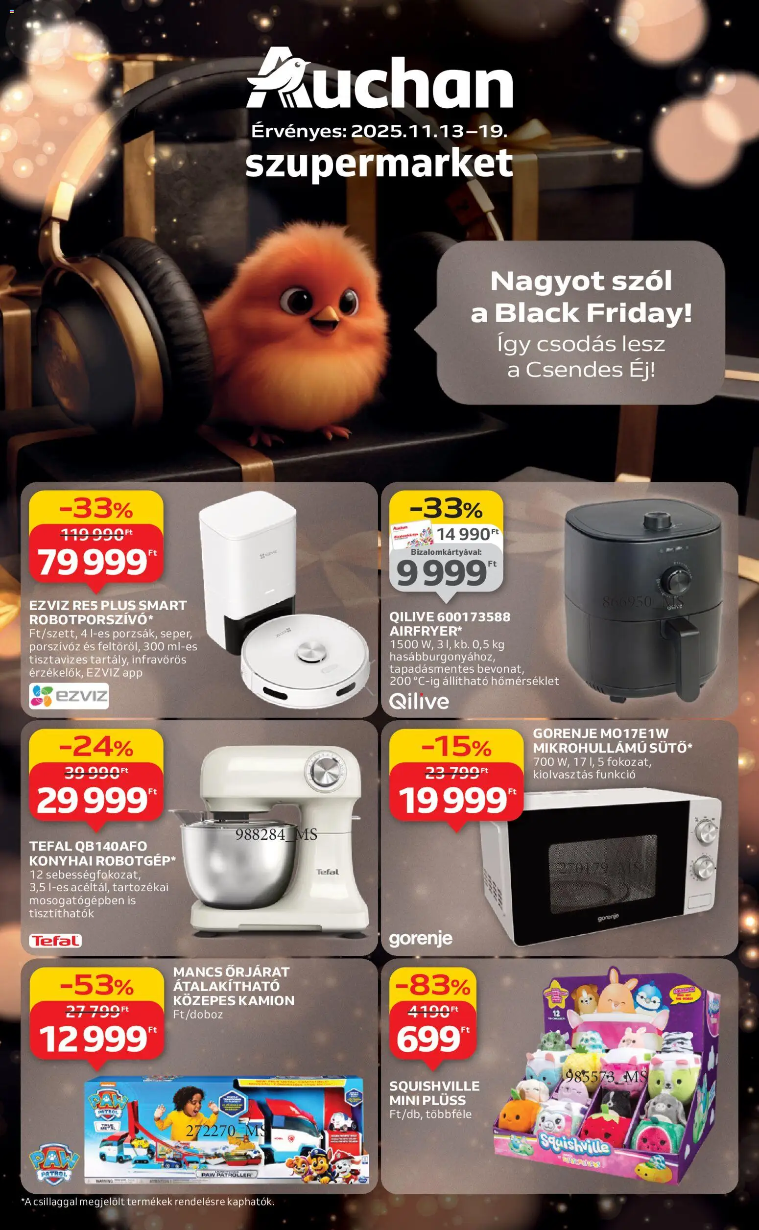 Auchan akciós ujság - amely érvényes a következő dátumtól: 13.11.2025 | Oldal: 1 | Termékek: Tefal, Plüss