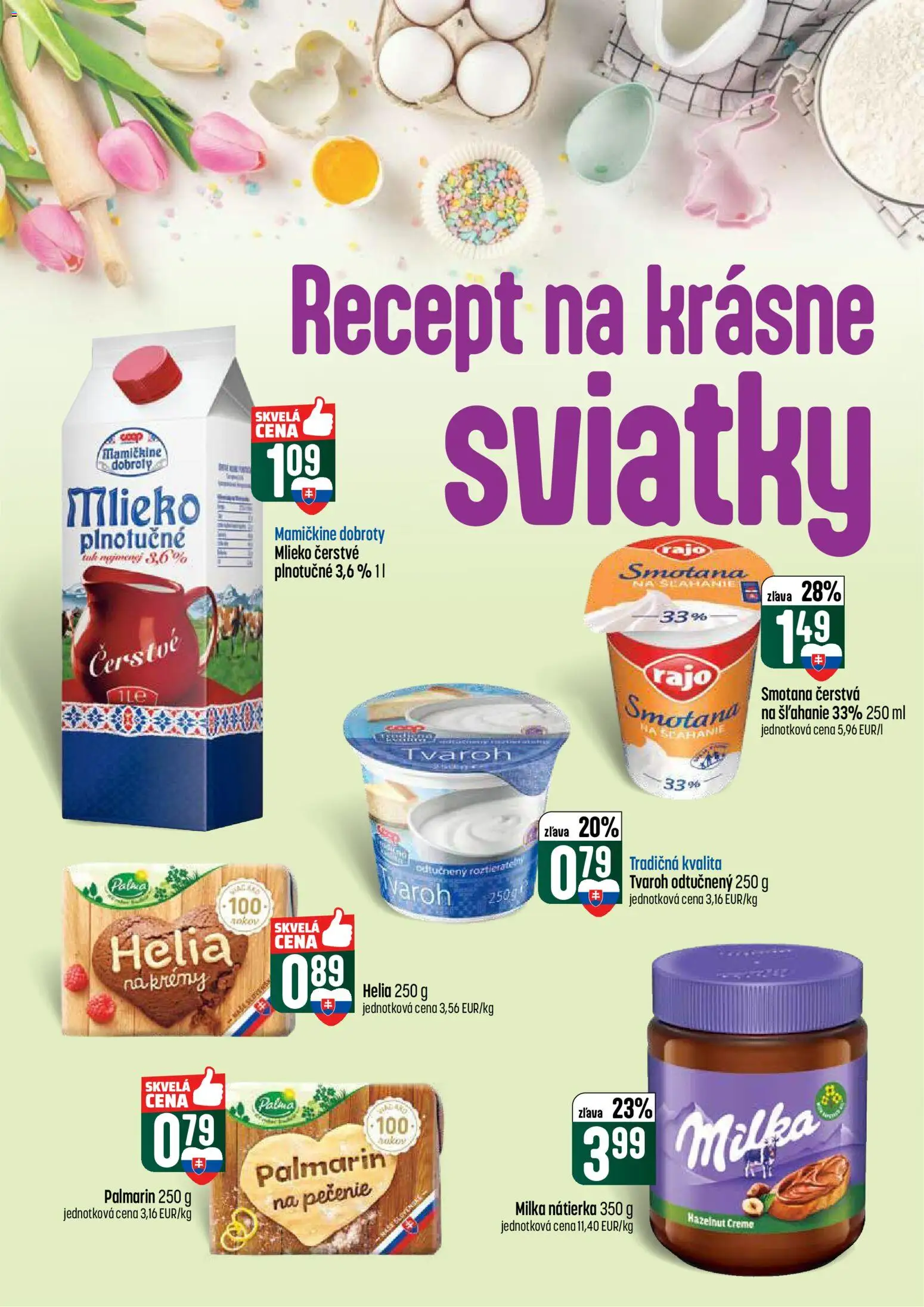 Nové COOP Jednota akcie – leták je platný od 05.03.2026 | Strana: 38 | Produkty: Smotana, Palmarin, Milka, Smotana na šľahanie