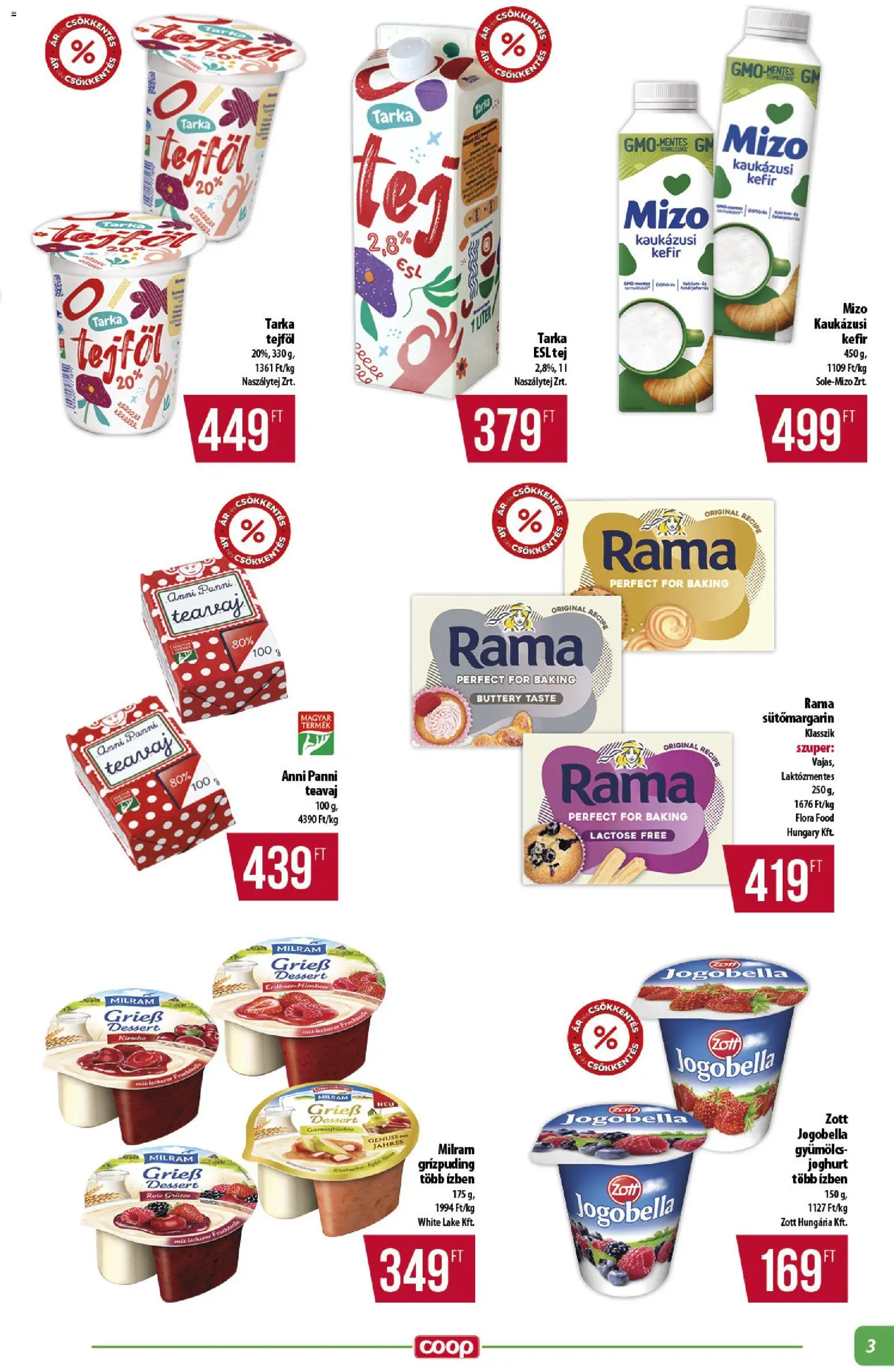 COOP akciós ujság - amely érvényes a következő dátumtól: 26.02.2026 | Oldal: 3 | Termékek: Kefir, Teavaj, Tejföl, Kaukázusi kefír