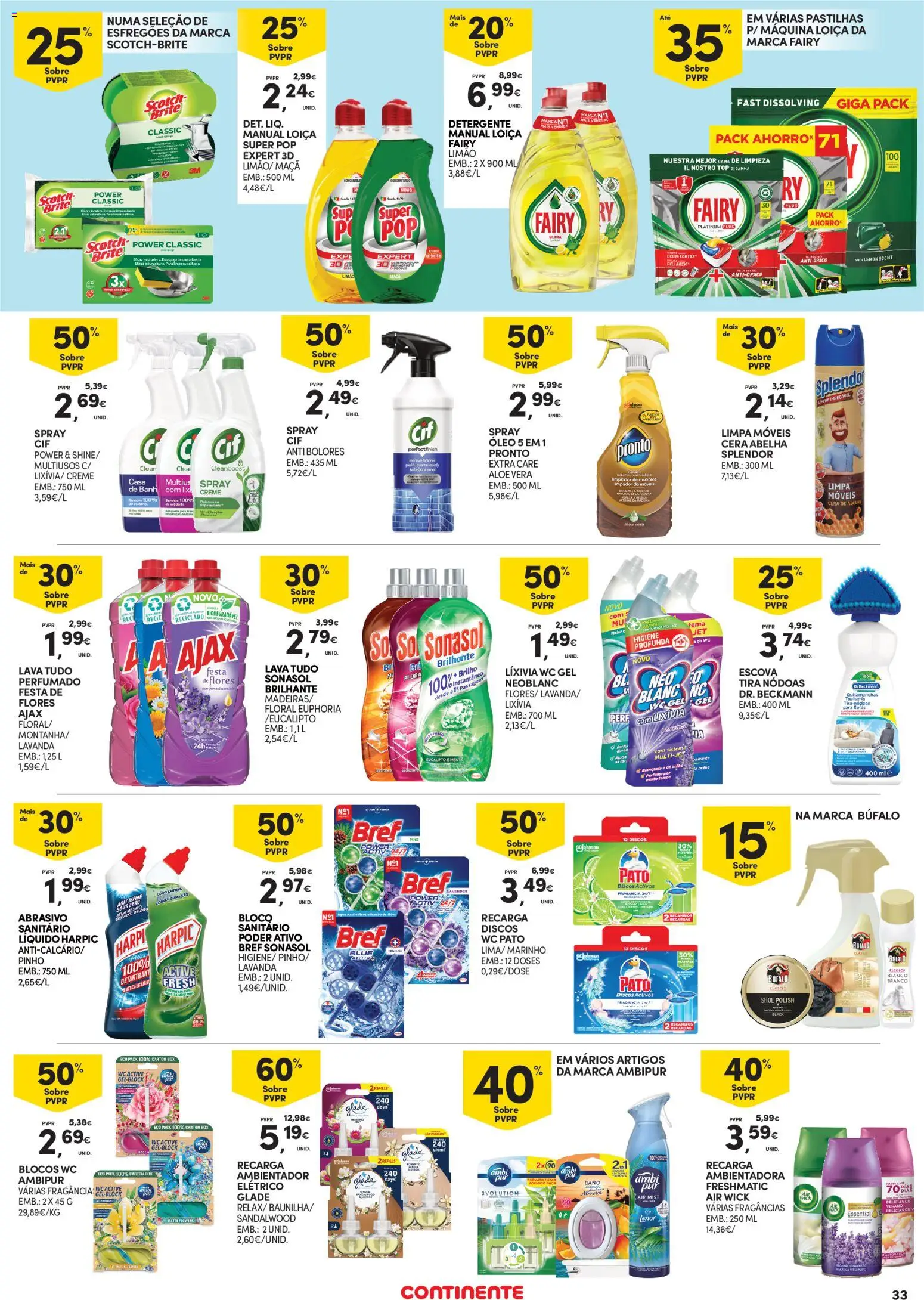 Continente - Açores │ válido de 30.10.2025 | Página: 33 | Produtos: Top, Detergente, Cera, Creme