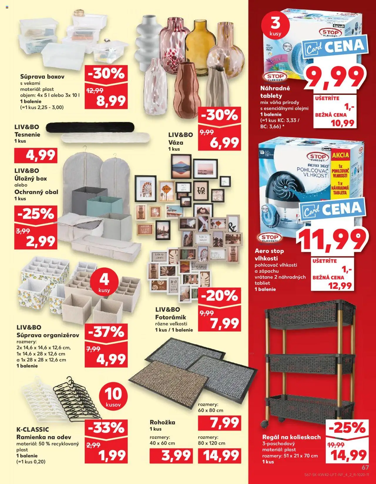 Nové Kaufland akcie – leták je platný od 16.10.2025 | Strana: 67 | Produkty: Organizér, Rohožka, Regál, Pohlcovač vlhkosti