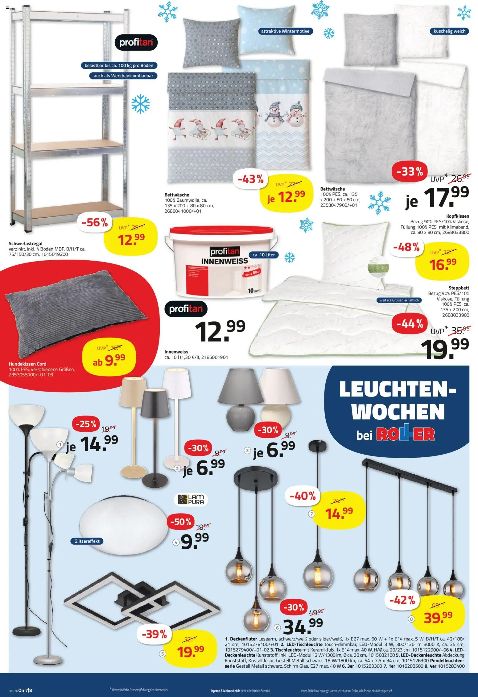 Roller Prospekt 	 – gültig ab 25.01.2026 | Seite: 12 | Produkte: Bettwäsche, Kopfkissen, Schwerlastregal
