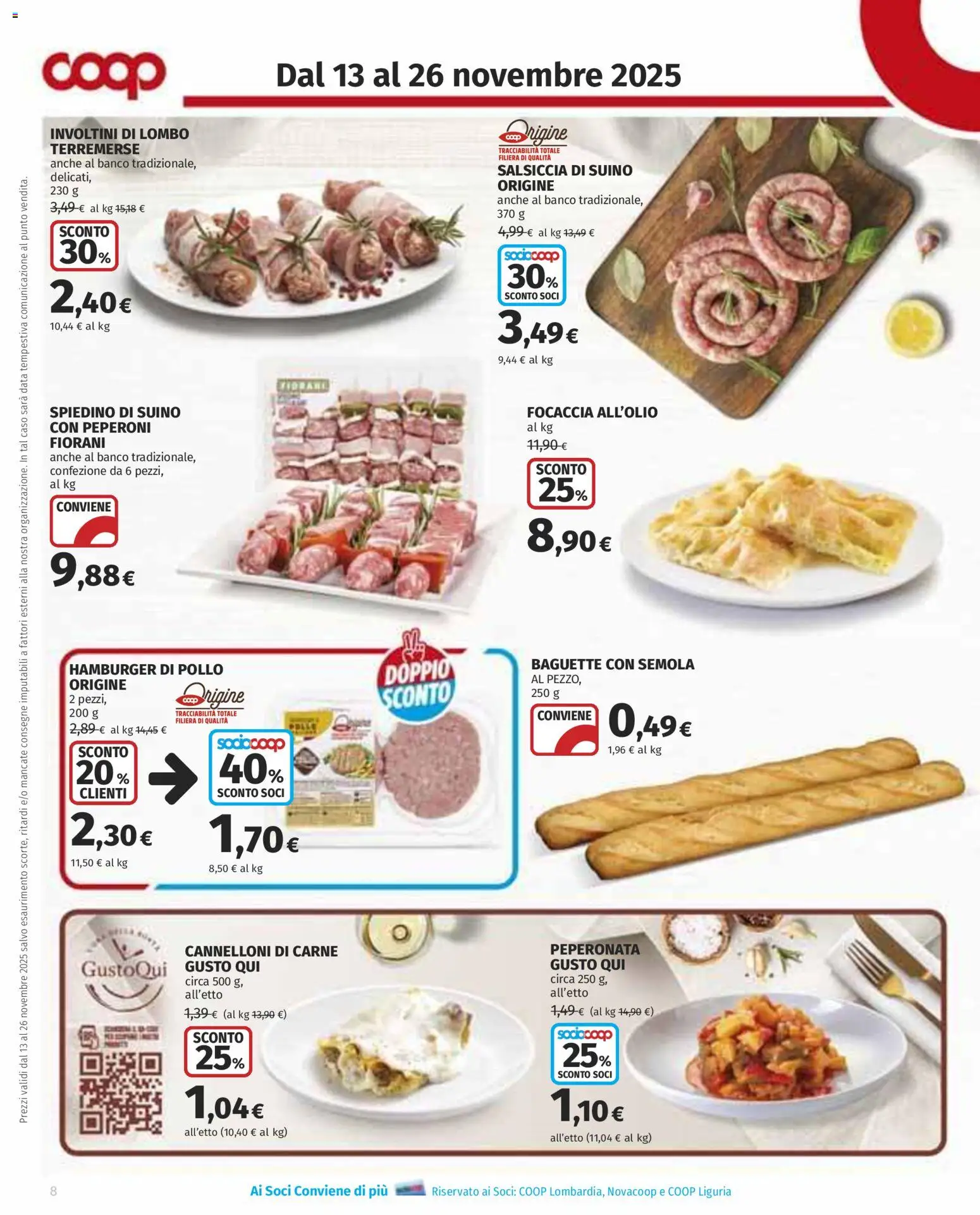 Volantino COOP del 13.11.2025 | Pagina: 8 | Prodotti: Pollo, Peperoni, Salsiccia, Data