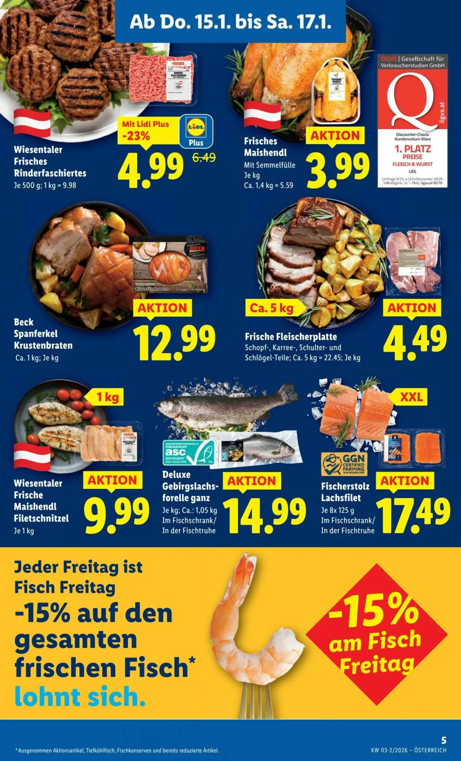 Lidl Flugblatt gültig ab 15.01.2026 | Seite: 5 | Produkte: Wurst, Fisch