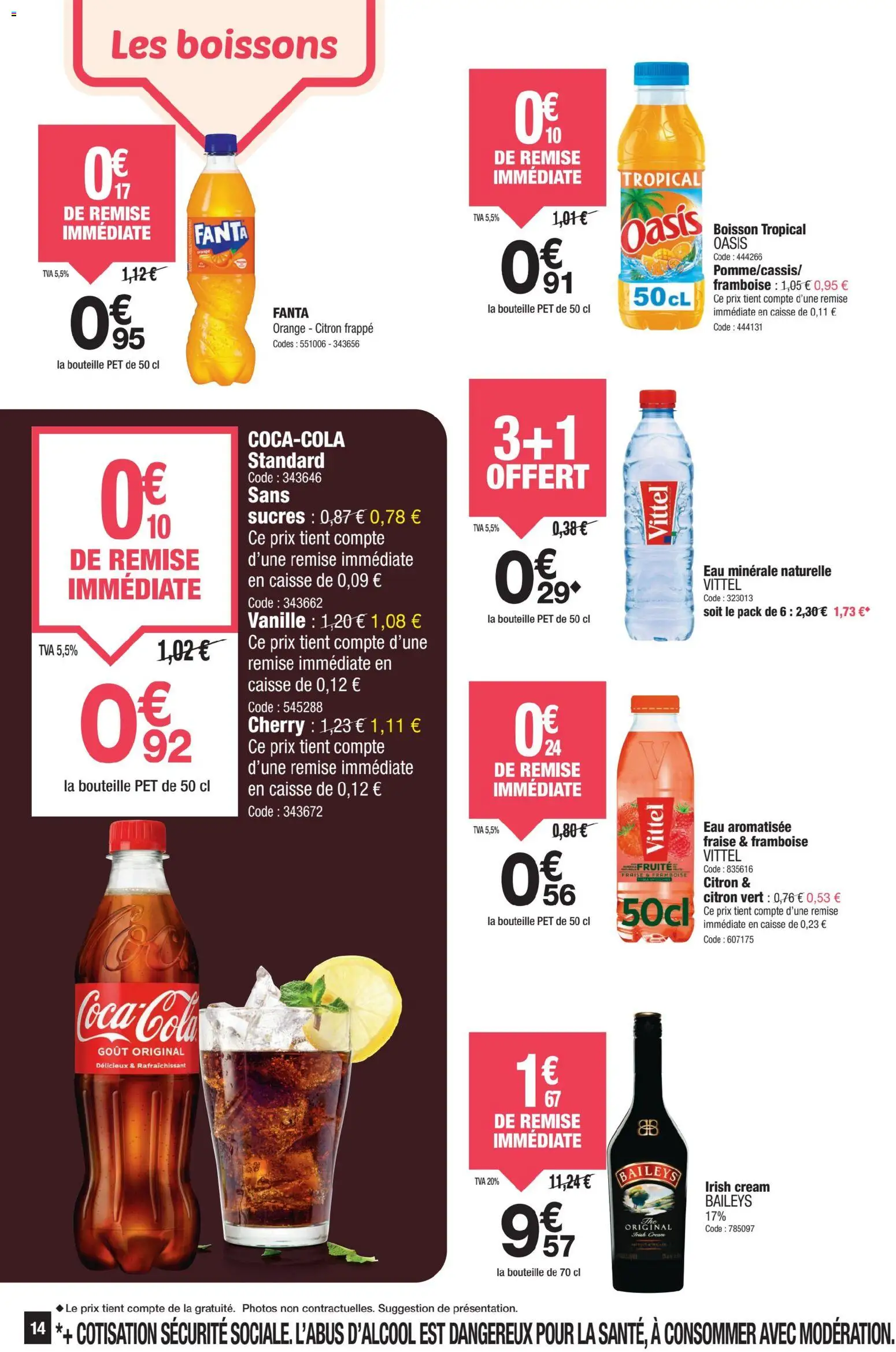 {H1} | Page: 14 | Produits: Eau minérale, Citron, Orange, Vittel