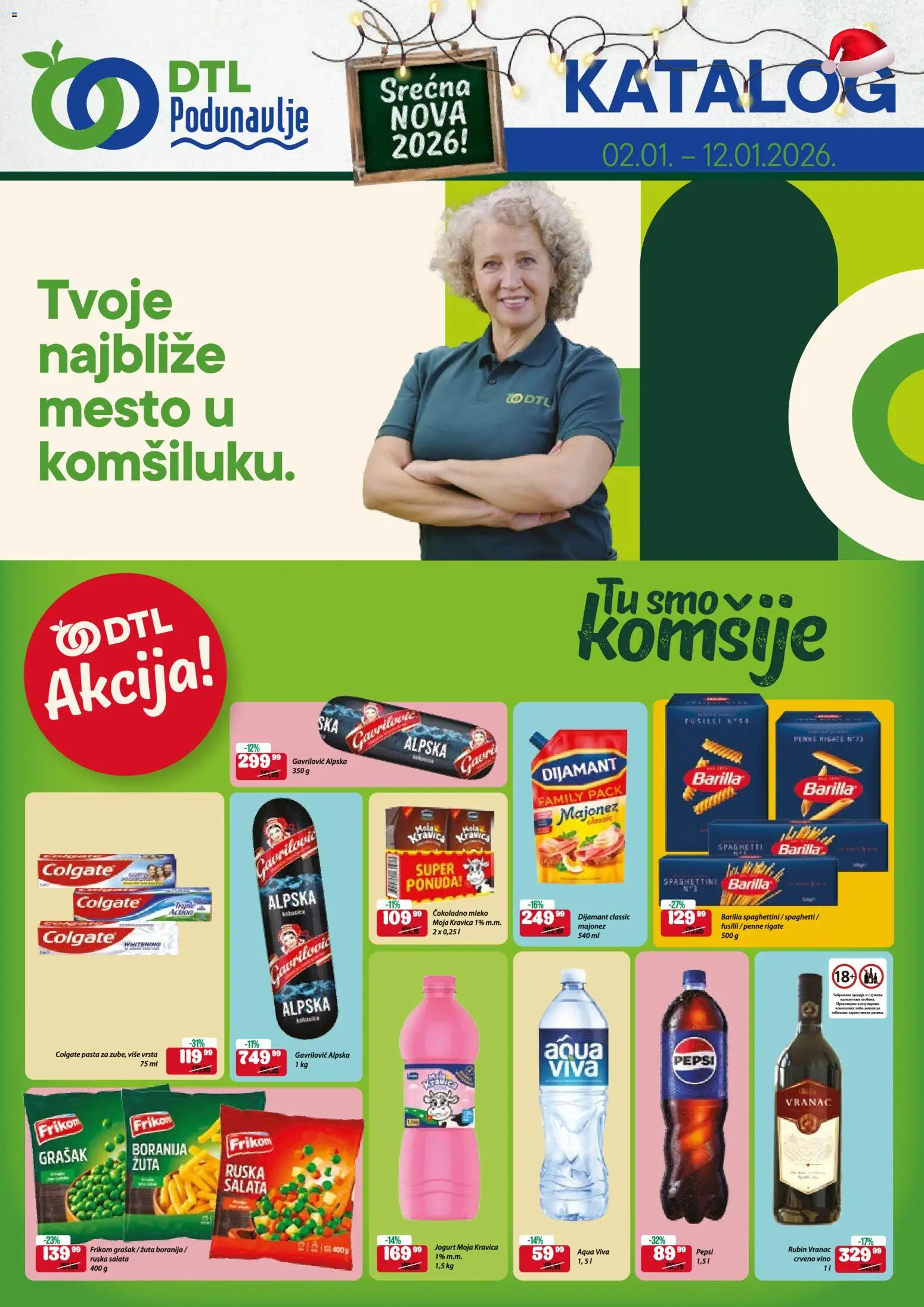 Podunavlje katalog - važi od 02.01.2026 | Strana: 1 | Proizvode: Čokoladno mleko, Vranac, Grašak, Vino