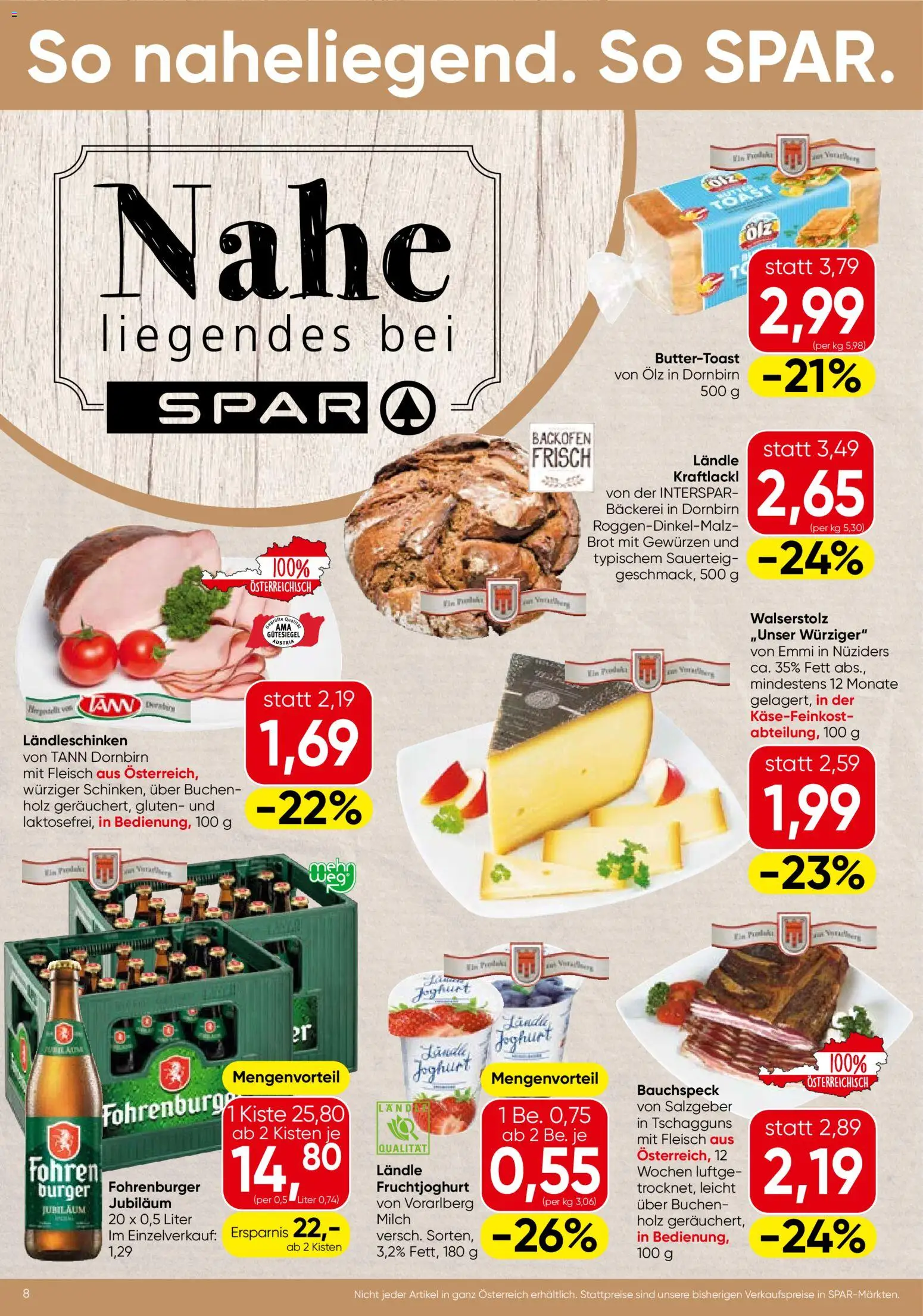 Spar Flugblatt - Vorarlberg gültig ab 15.01.2026 | Seite: 8 | Produkte: Bäckerei, Milch, Joghurt, Brot